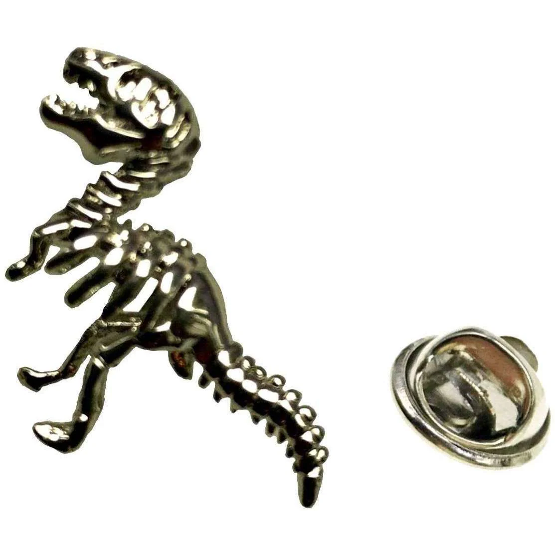 Bassin and Brown Dinosaur Lapel Pin - Silver - Image 2