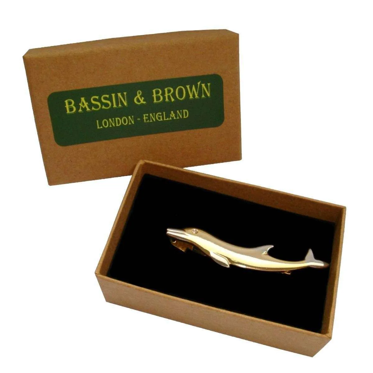 Bassin and Brown Dolphin Tie Bar - Silver/Gold - Image 3