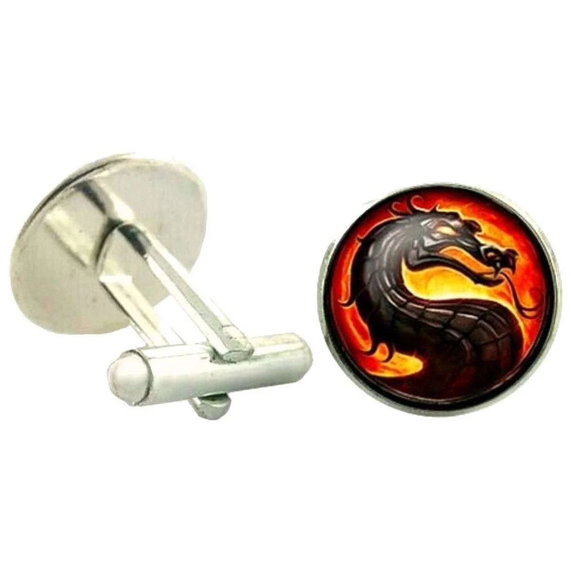 Bassin and Brown Dragon Cufflinks - Black/Gold/Red - Image 3