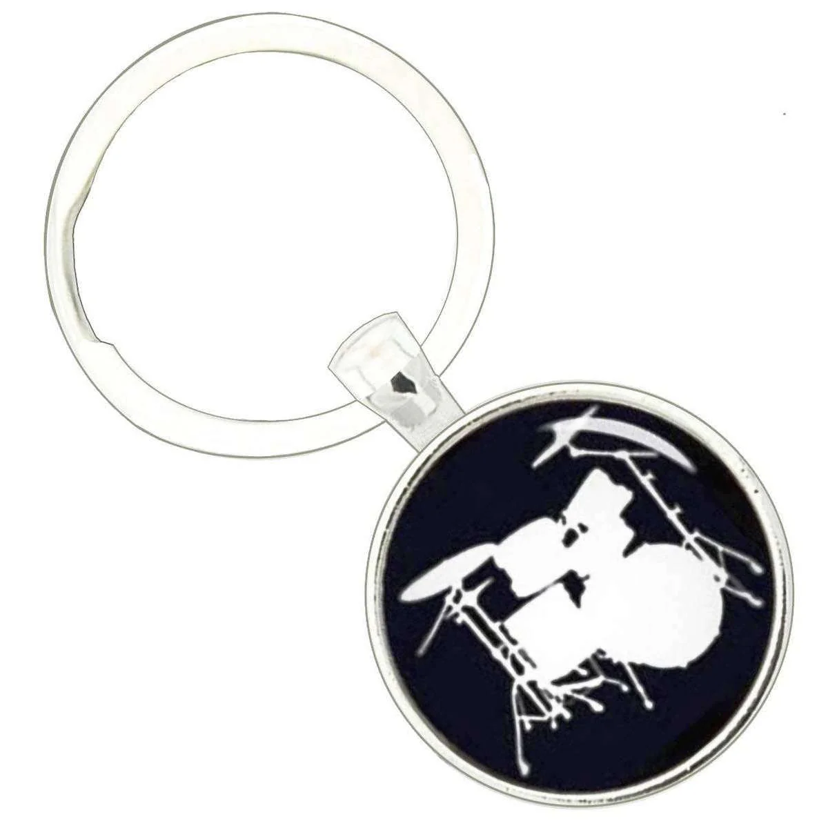 Bassin and Brown Drum Kit Key Ring - Black/White - Image 2