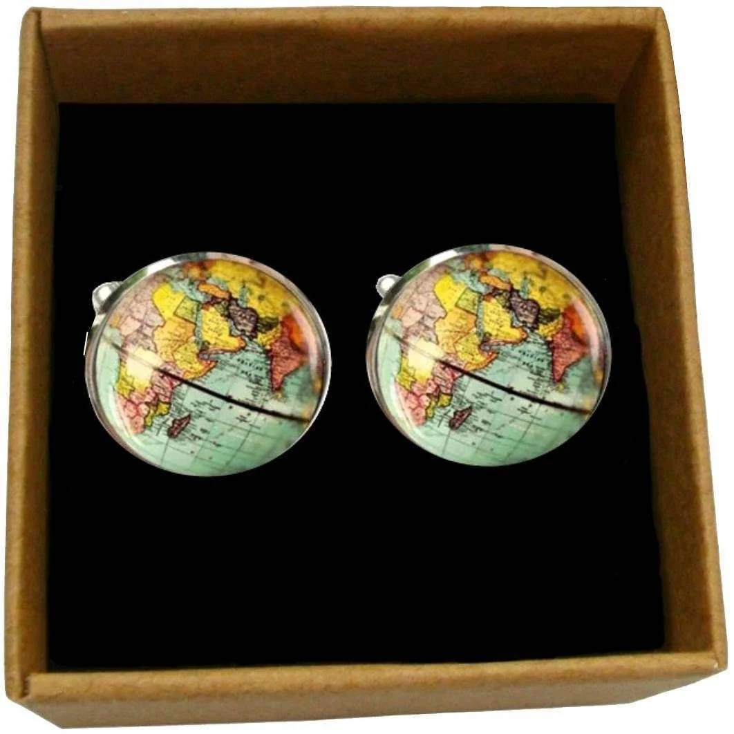Bassin and Brown Earth Globe Cufflinks - Blue/Yellow/Pink - Image 5