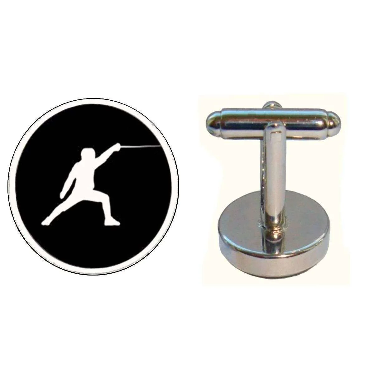 Bassin and Brown Fencing Cufflinks - Black/White - Image 2