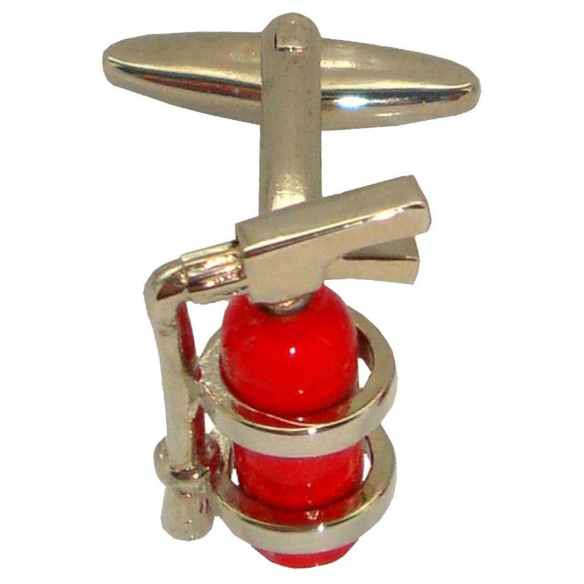 Bassin and Brown Fire Extinguisher Cufflinks - Red/Silver - Image 2