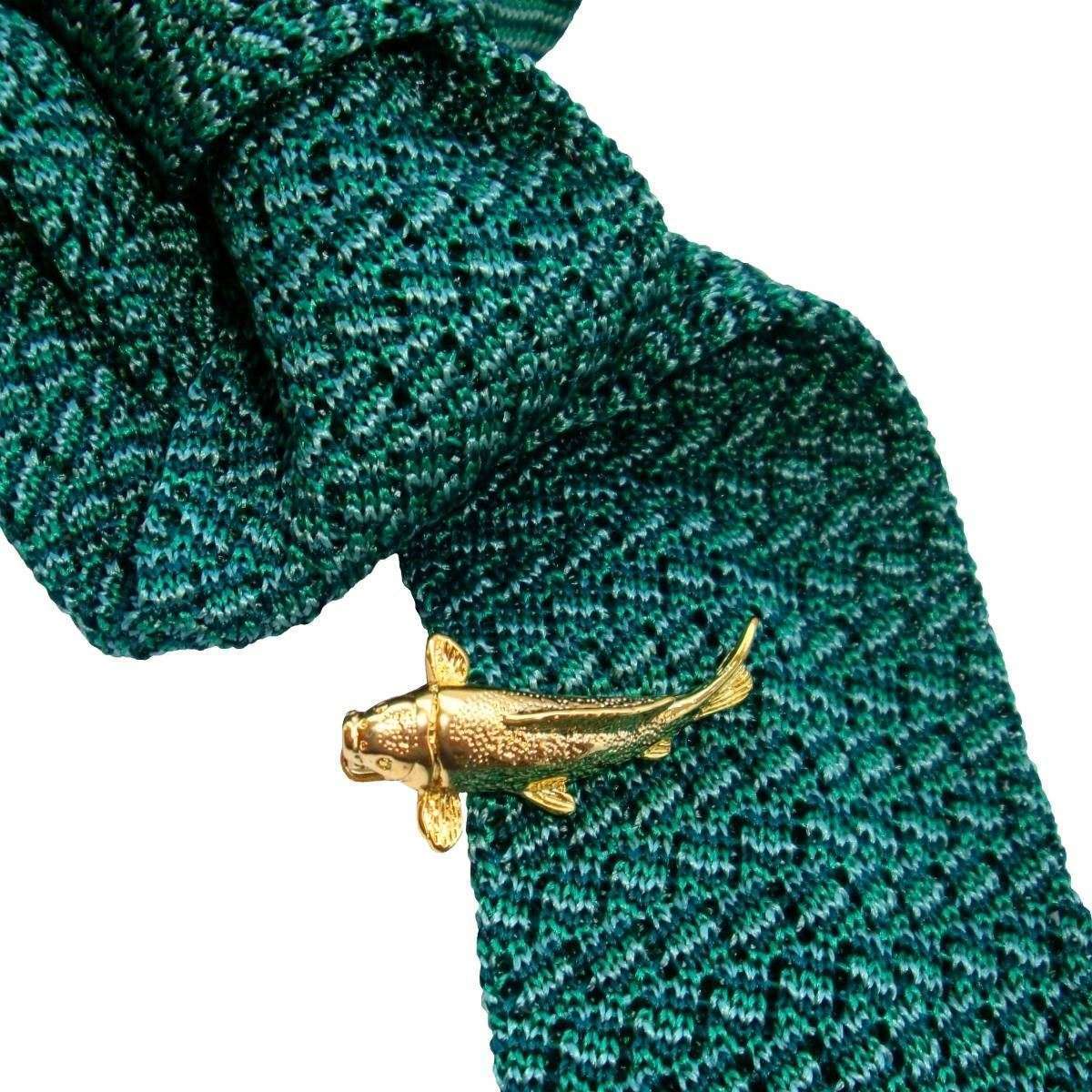 Bassin and Brown Fish Tie Bar - Gold - Image 3