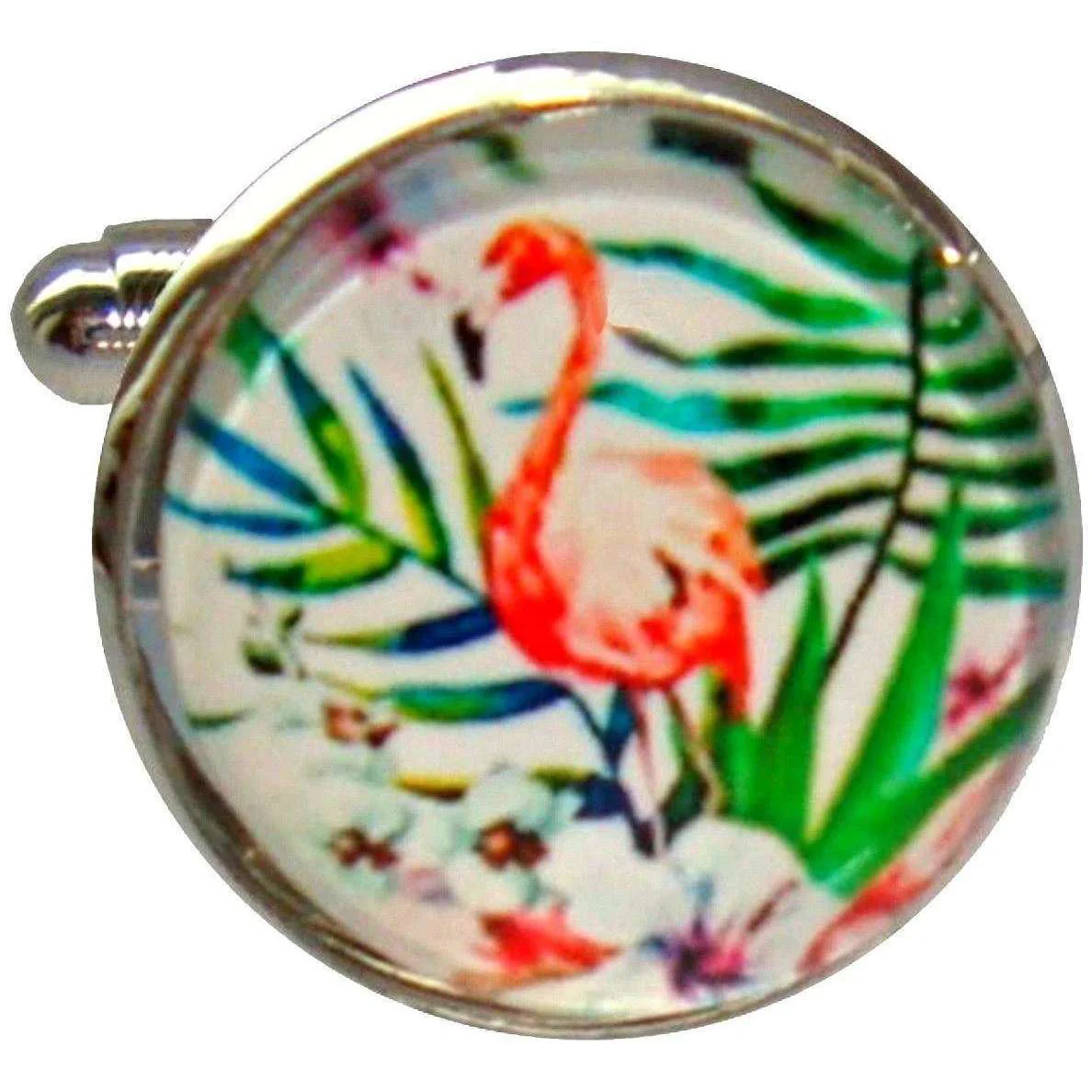 Bassin and Brown Flamingo Cufflinks - Pink/Green/White - Image 4