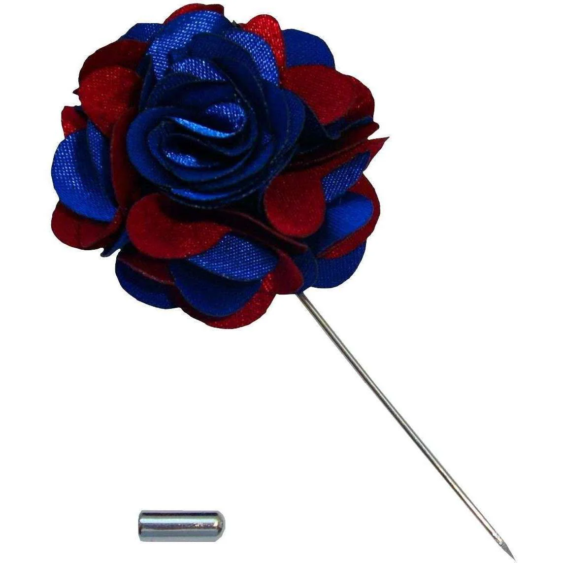 Bassin and Brown Floral Lapel Pin - Blue/Wine - Image 3