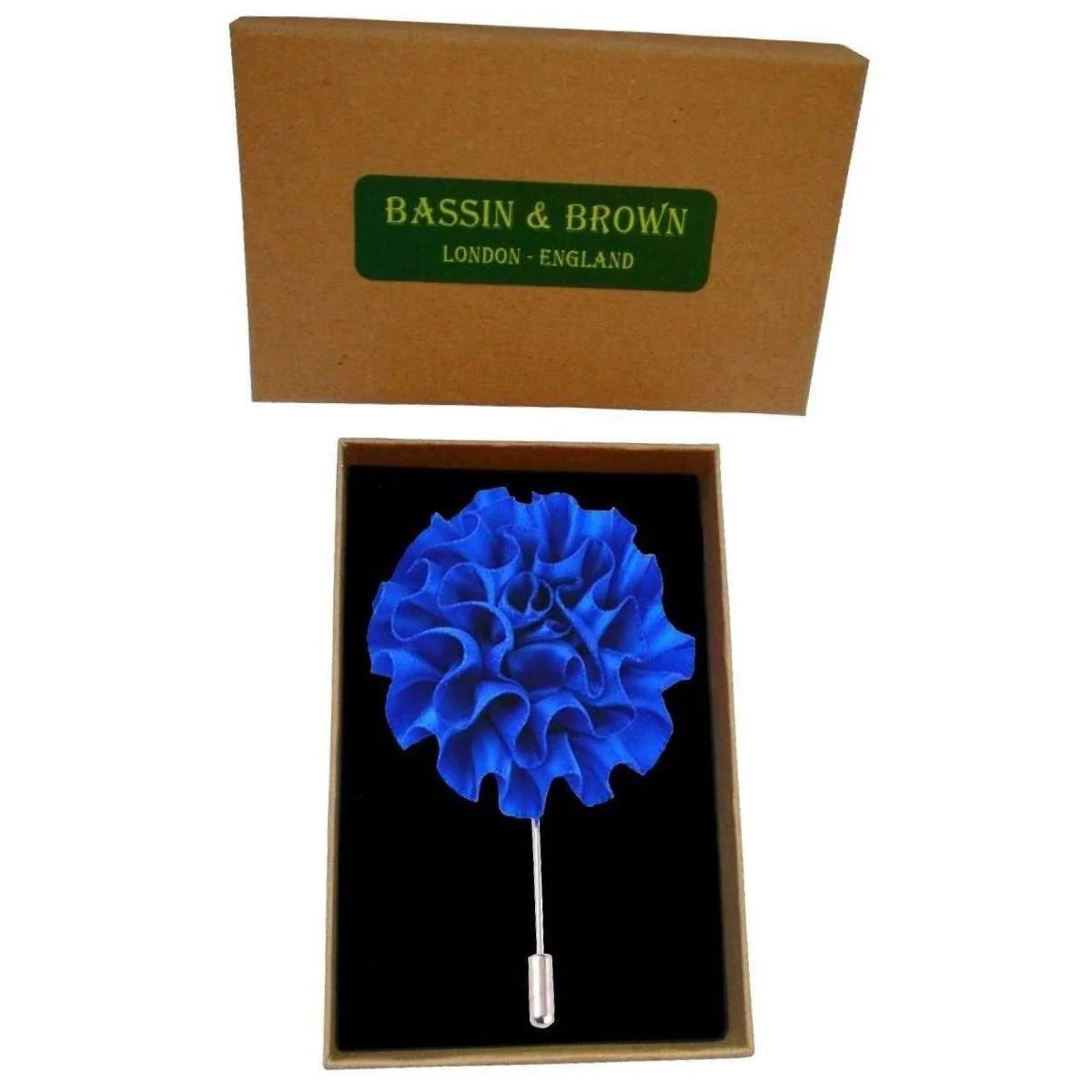 Bassin and Brown Flower Jacket Lapel Pin - Blue - Image 2