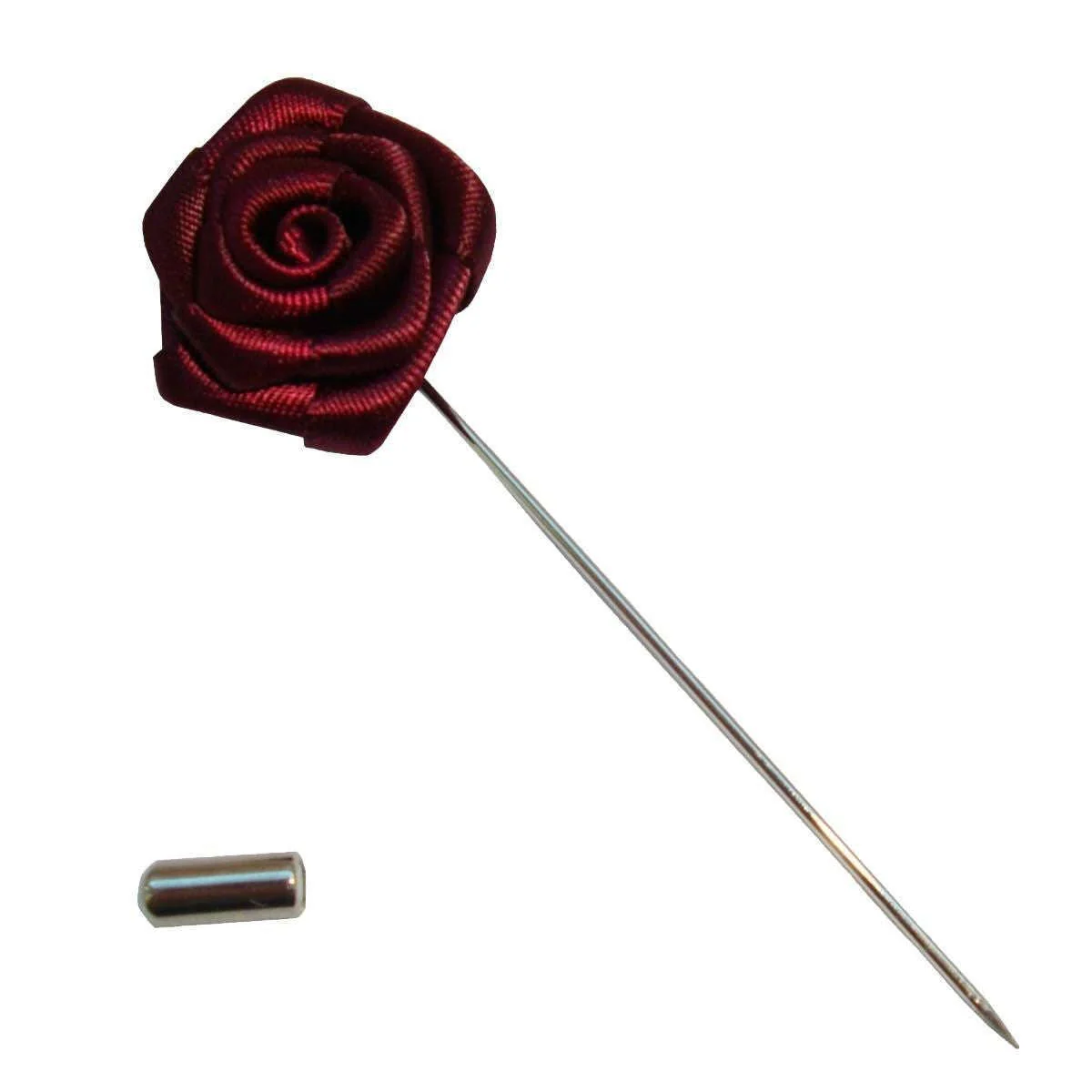 Bassin and Brown Flower Lapel Pin - Wine Red - Image 2