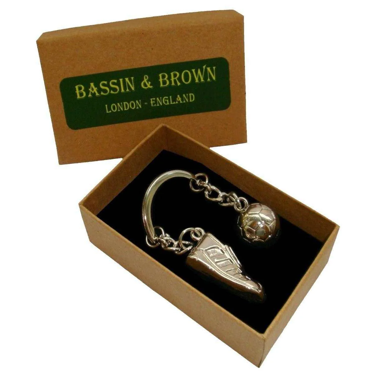 Bassin and Brown Football Boot and Ball Keyring - Silver - Image 2