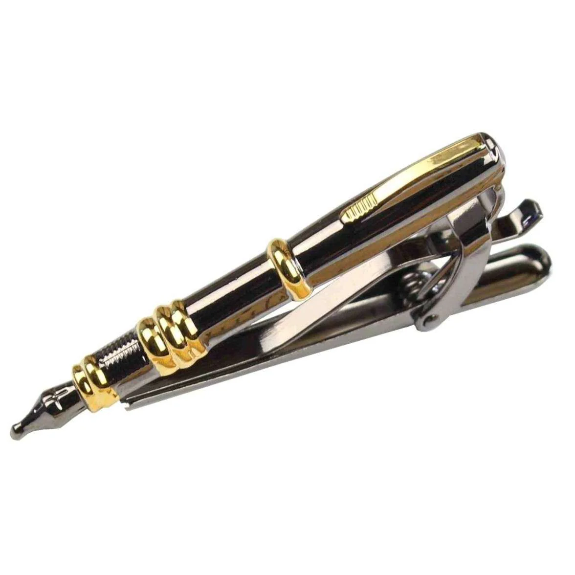 Bassin and Brown Fountain Pen Tie Bar - Black/Gold - Image 3