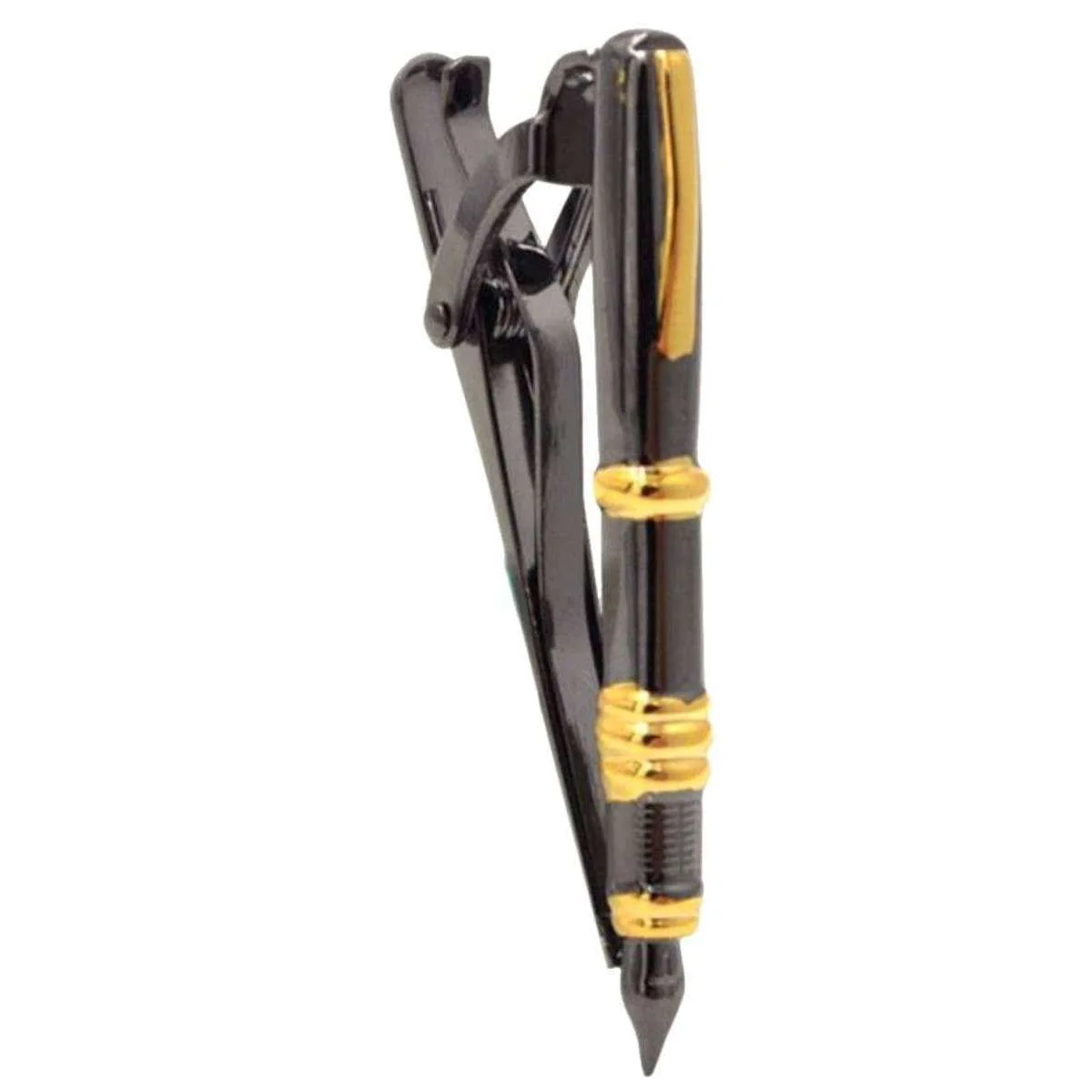 Bassin and Brown Fountain Pen Tie Bar - Black/Gold - Image 4