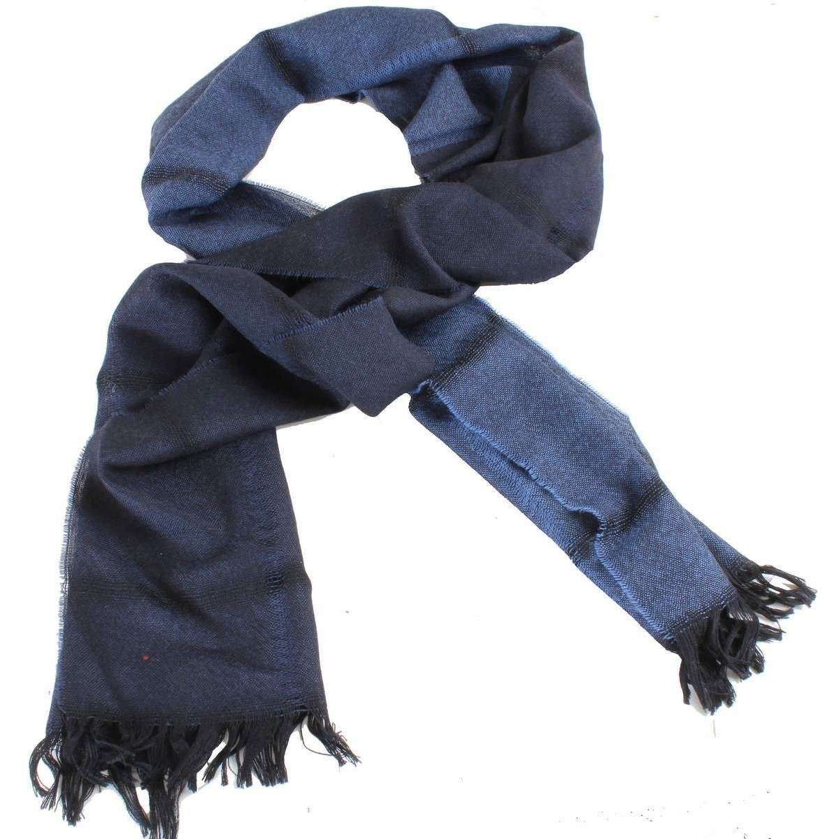 Bassin and Brown Giggs Self Check Wool Scarf - Navy - Image 2