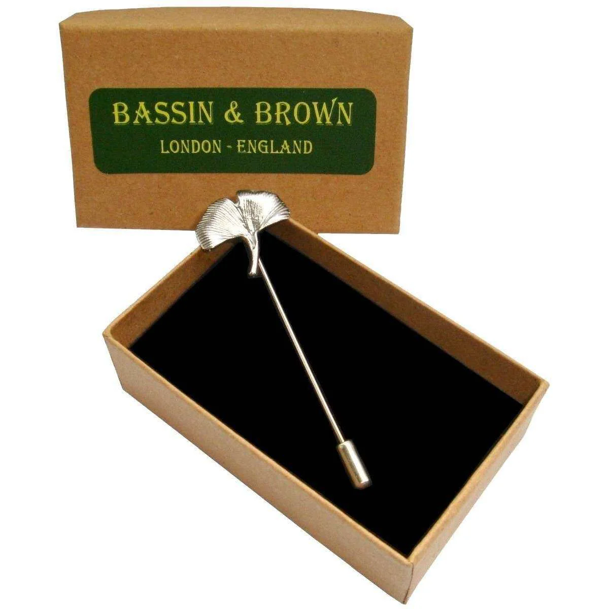 Bassin and Brown Ginkgo Biloba Leaf Lapel Pin - Silver - Image 5