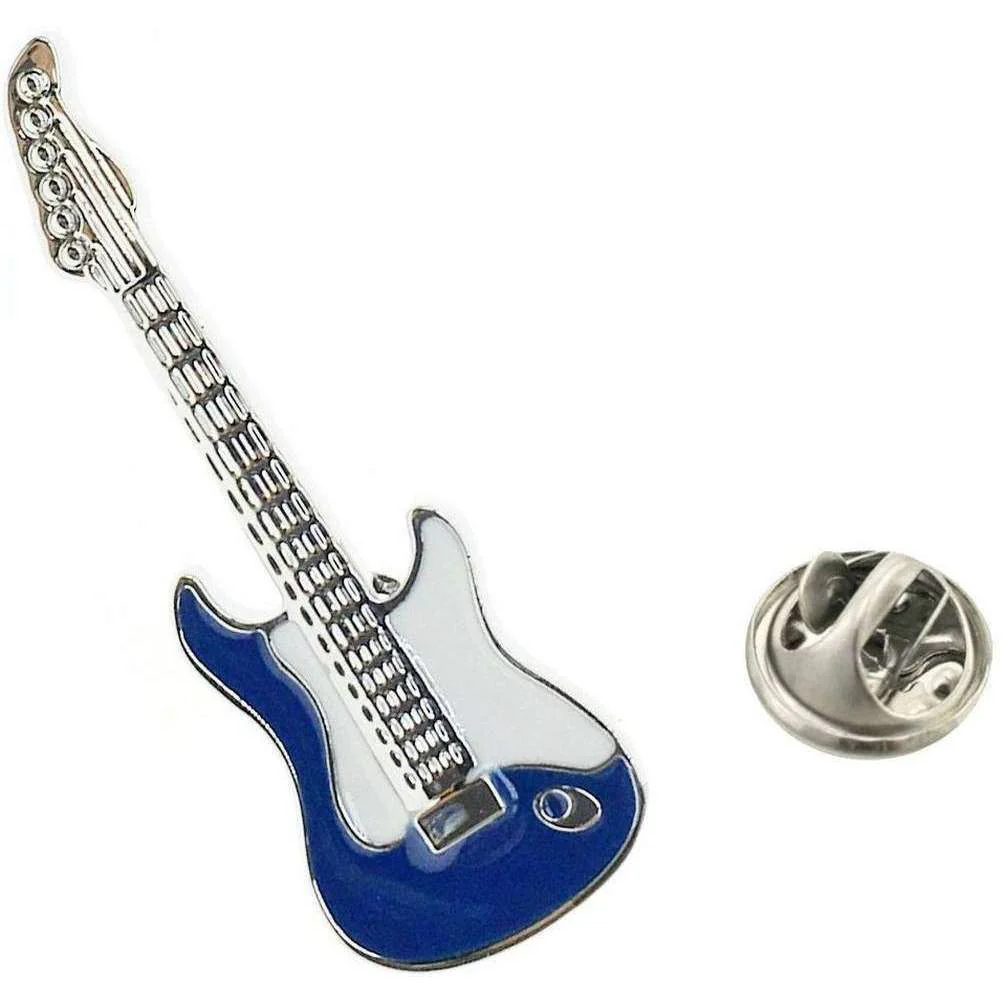 Bassin and Brown Guitar Lapel Pin - Blue - Image 2