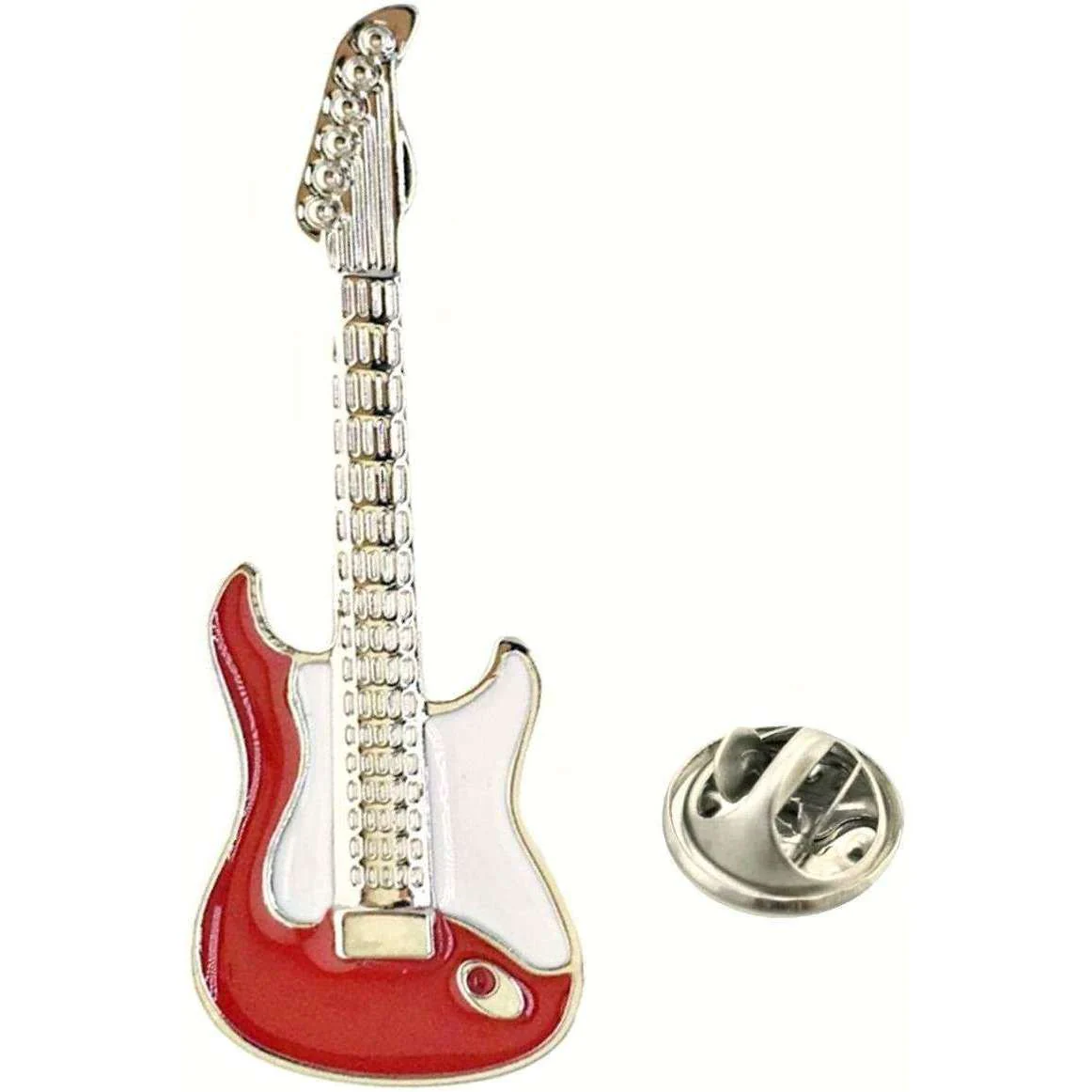 Bassin and Brown Guitar Lapel Pin - Red/White - Image 2