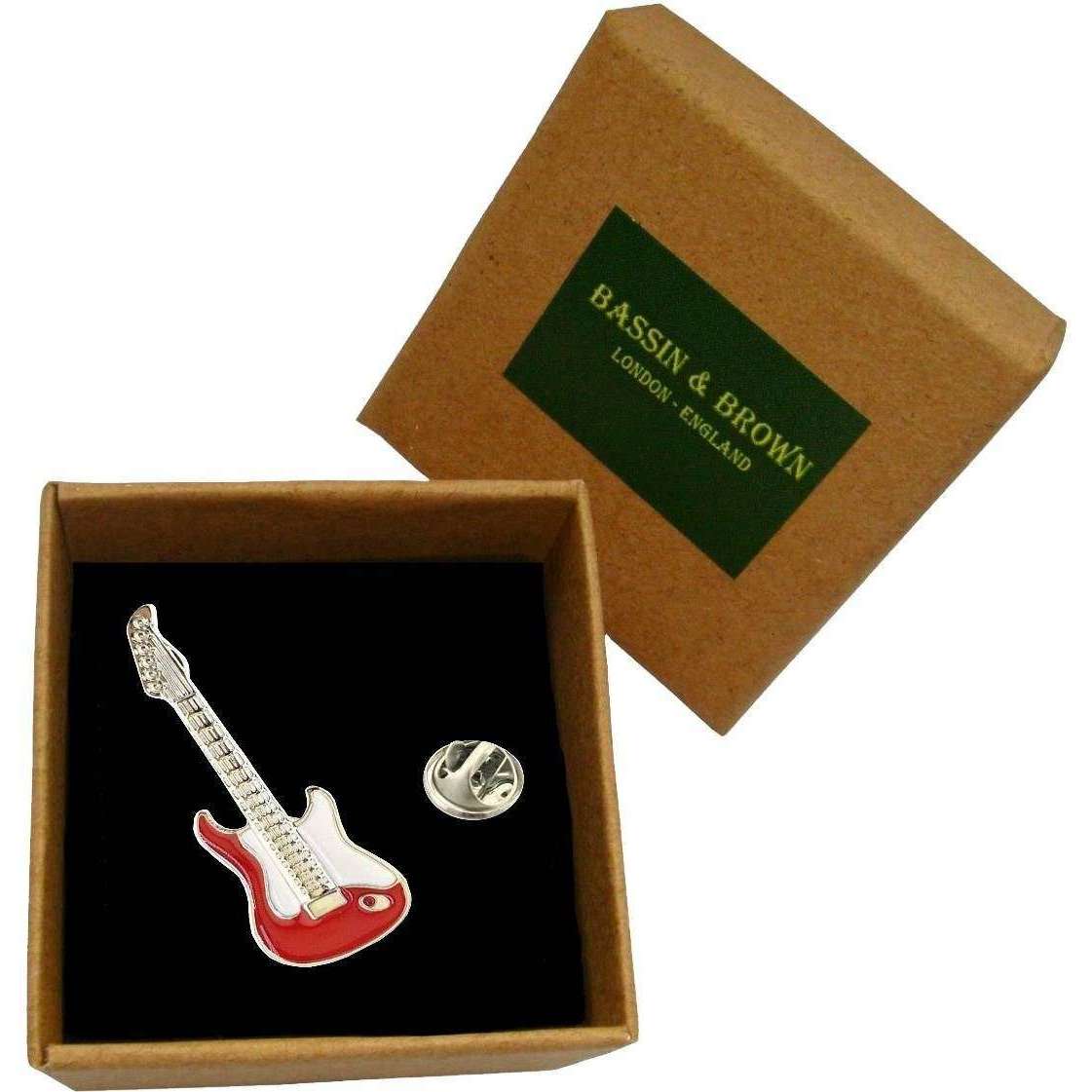 Bassin and Brown Guitar Lapel Pin - Red/White - Image 5