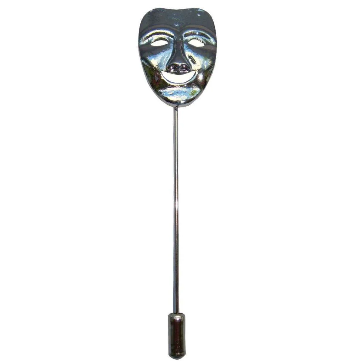 Bassin and Brown Happy Mask Lapel Pin - Silver - Image 2