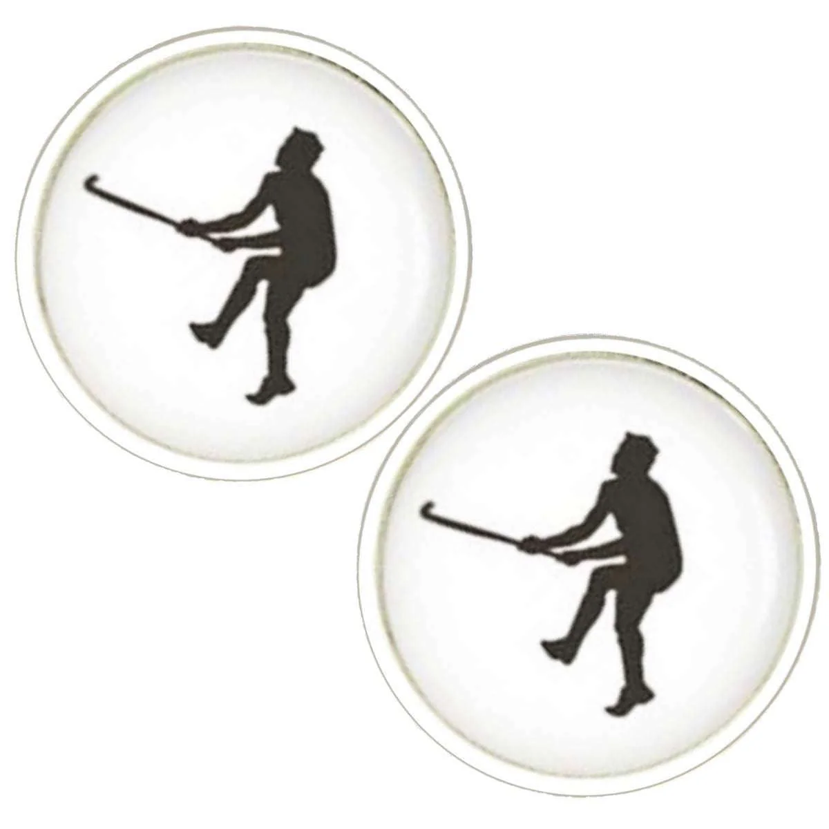Bassin and Brown Hockey Player Cufflinks - White/Black - Image 3