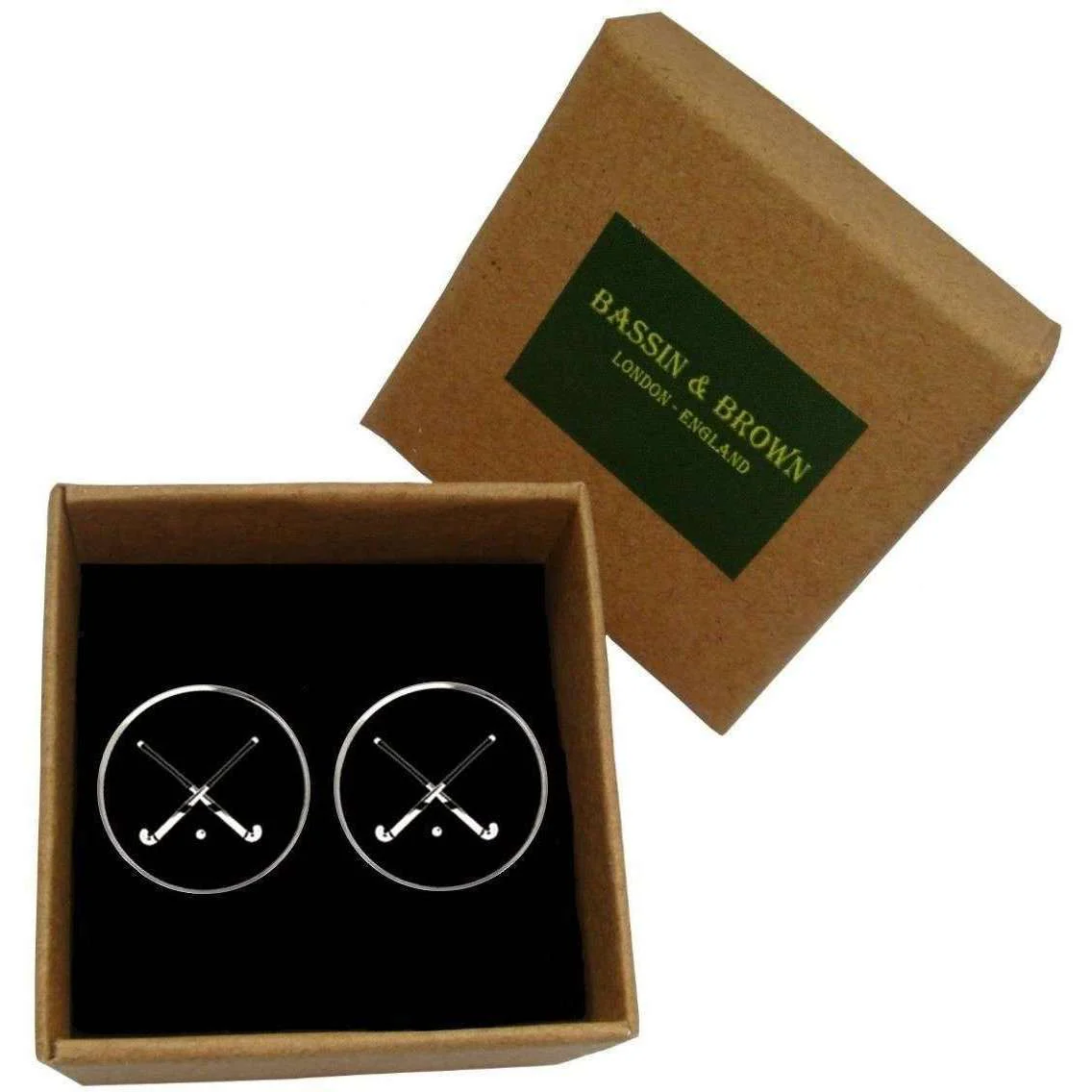 Bassin and Brown Hockey Sticks Cufflinks - Black/White - Image 5