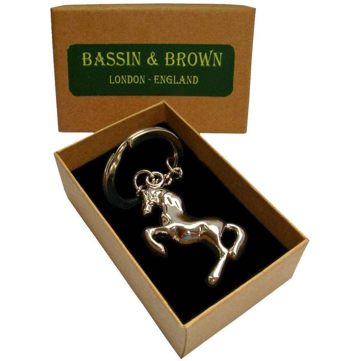 Bassin and Brown Horse Key Ring - Silver - Image 3