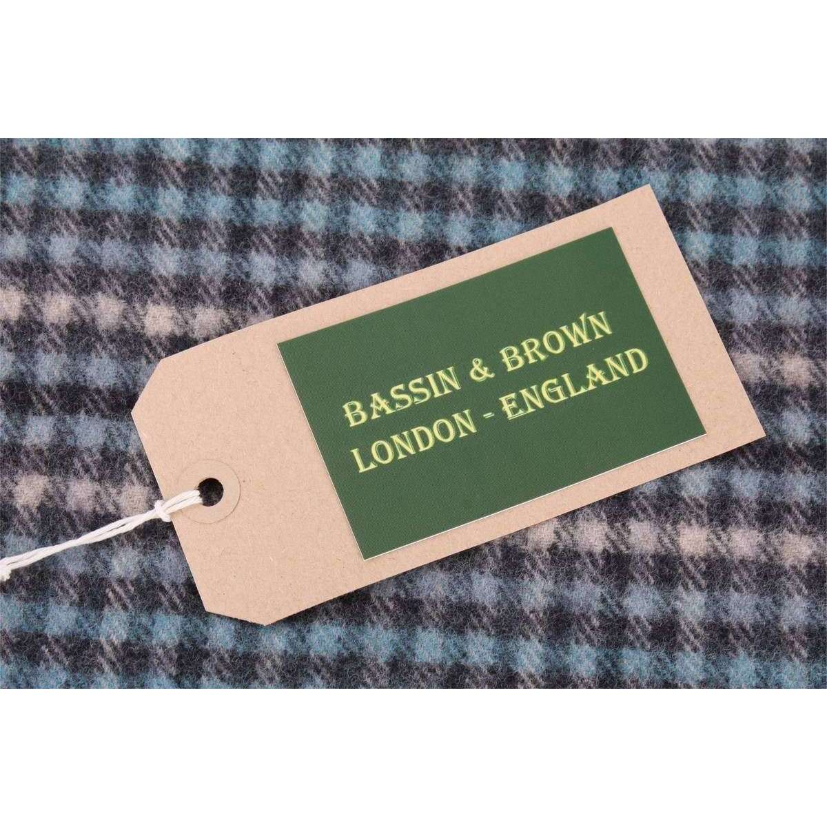 Bassin and Brown Keegan Checked Wool Scarf  - Blue/Grey/White - Image 5