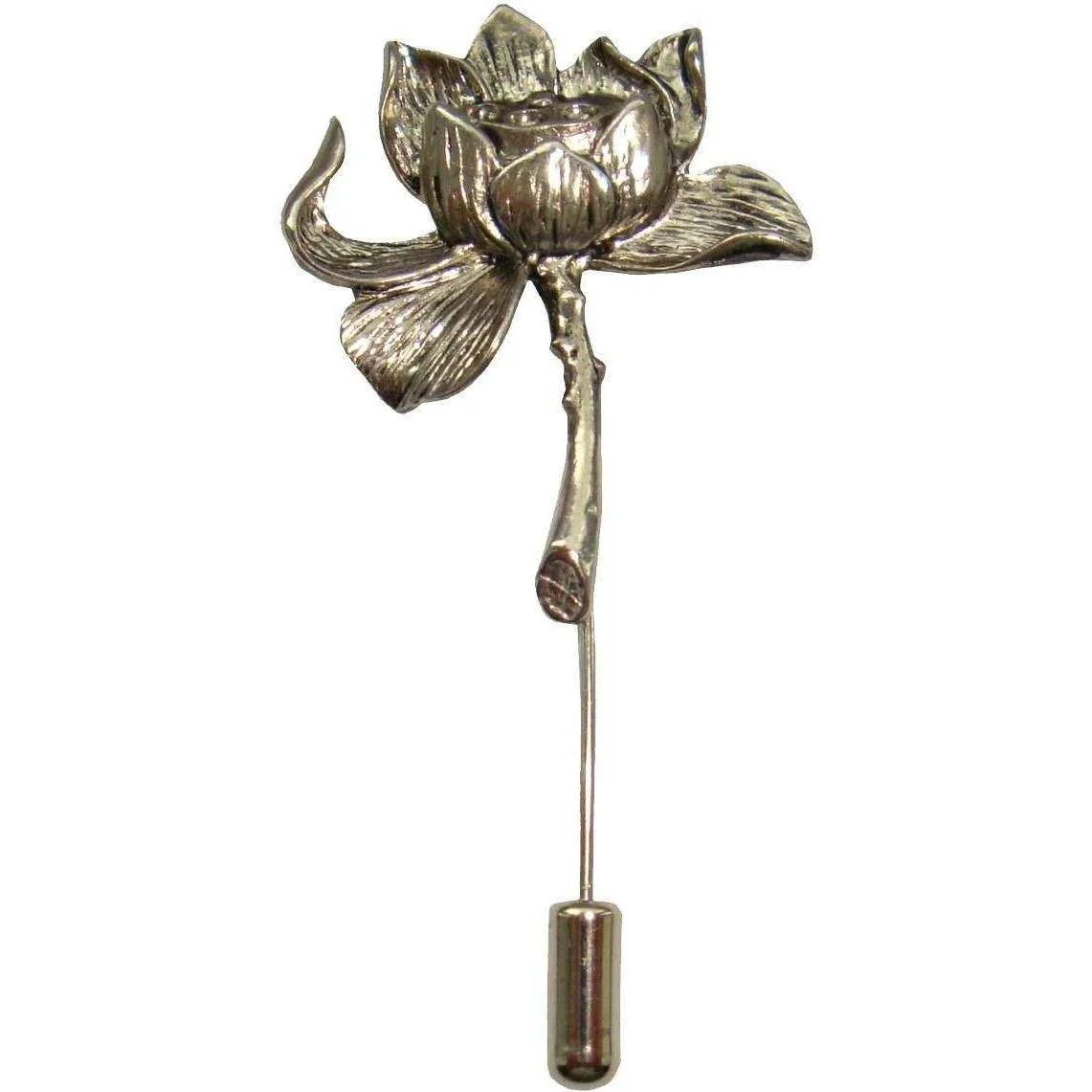 Bassin and Brown Lotus Flower Lapel Pin - Gold - Image 2