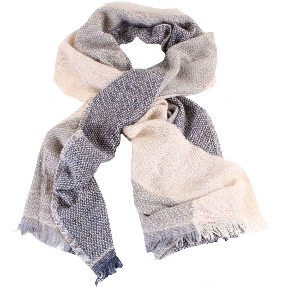 Bassin and Brown Magnolia Three Dot Stripe Scarf - Beige/Grey - Image 2