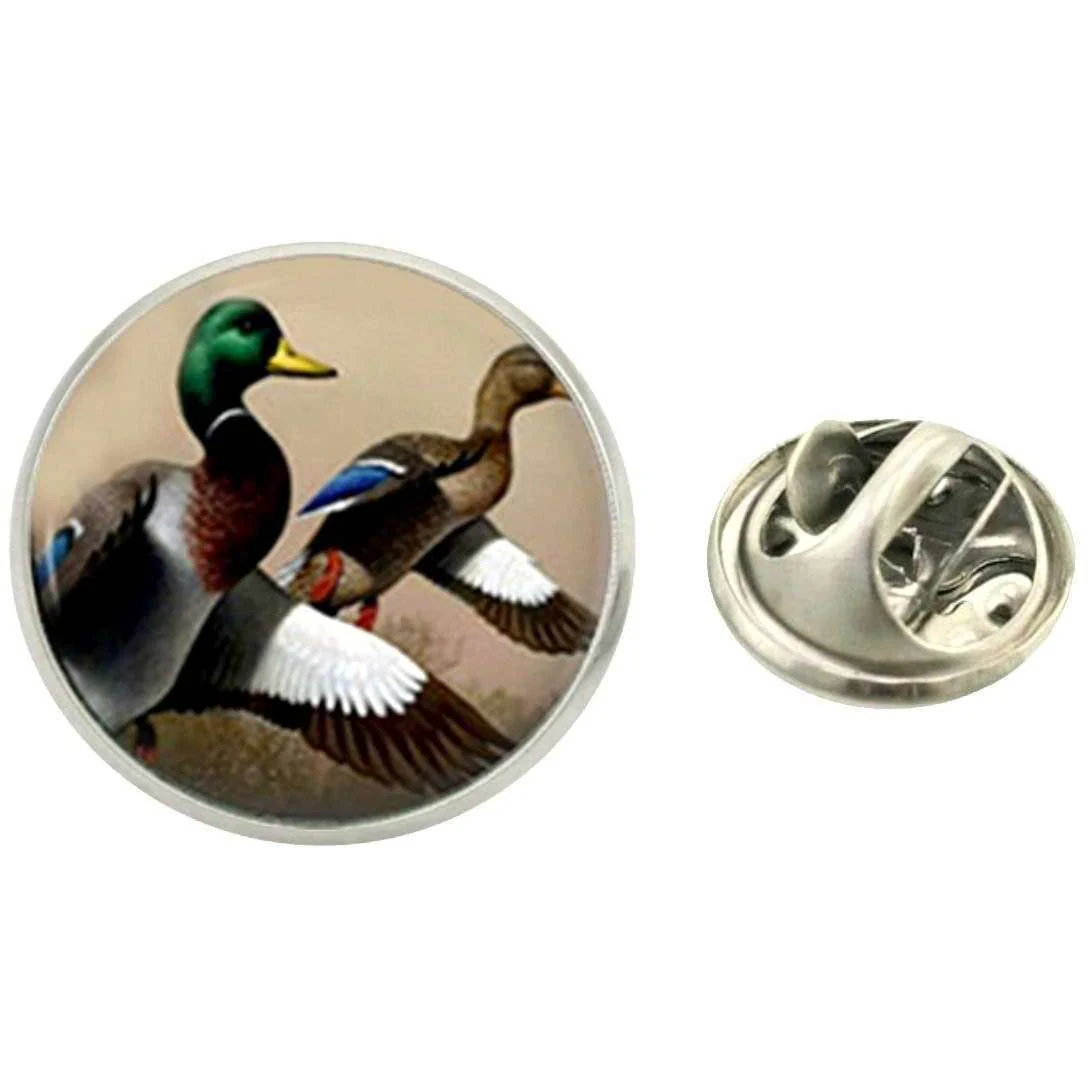Bassin and Brown Mallard Ducks Lapel Pin - Brown/White - Image 2