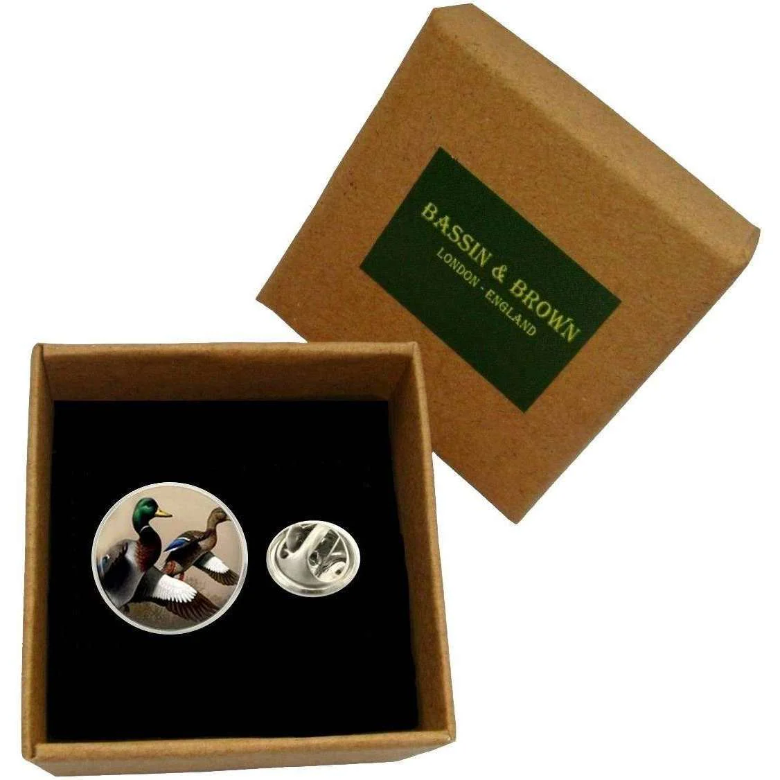 Bassin and Brown Mallard Ducks Lapel Pin - Brown/White - Image 5