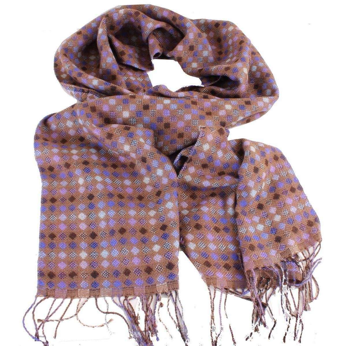 Bassin and Brown Messi Mini Diamond Wool Scarf - Brown/Blue - Image 2