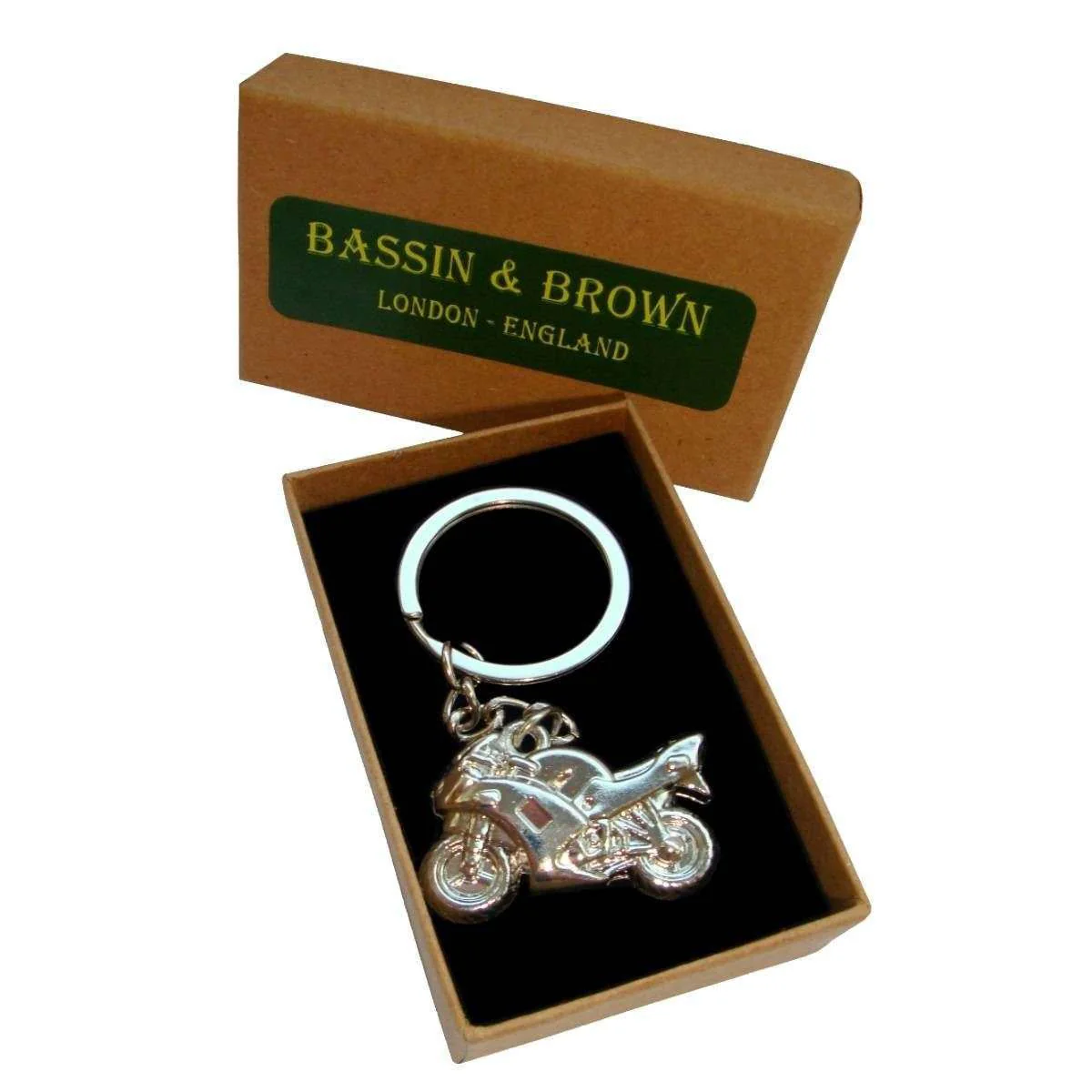 Bassin and Brown Motorbike Key Ring - Silver - Image 2