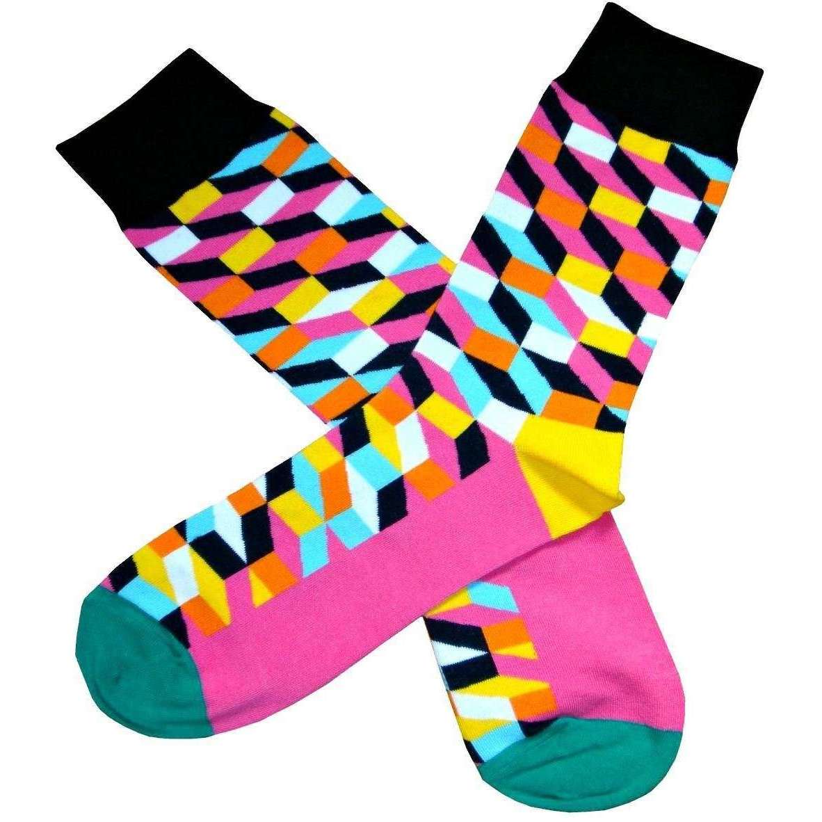 Bassin and Brown Optical Check Socks - Yellow/Multi-colour - Image 3