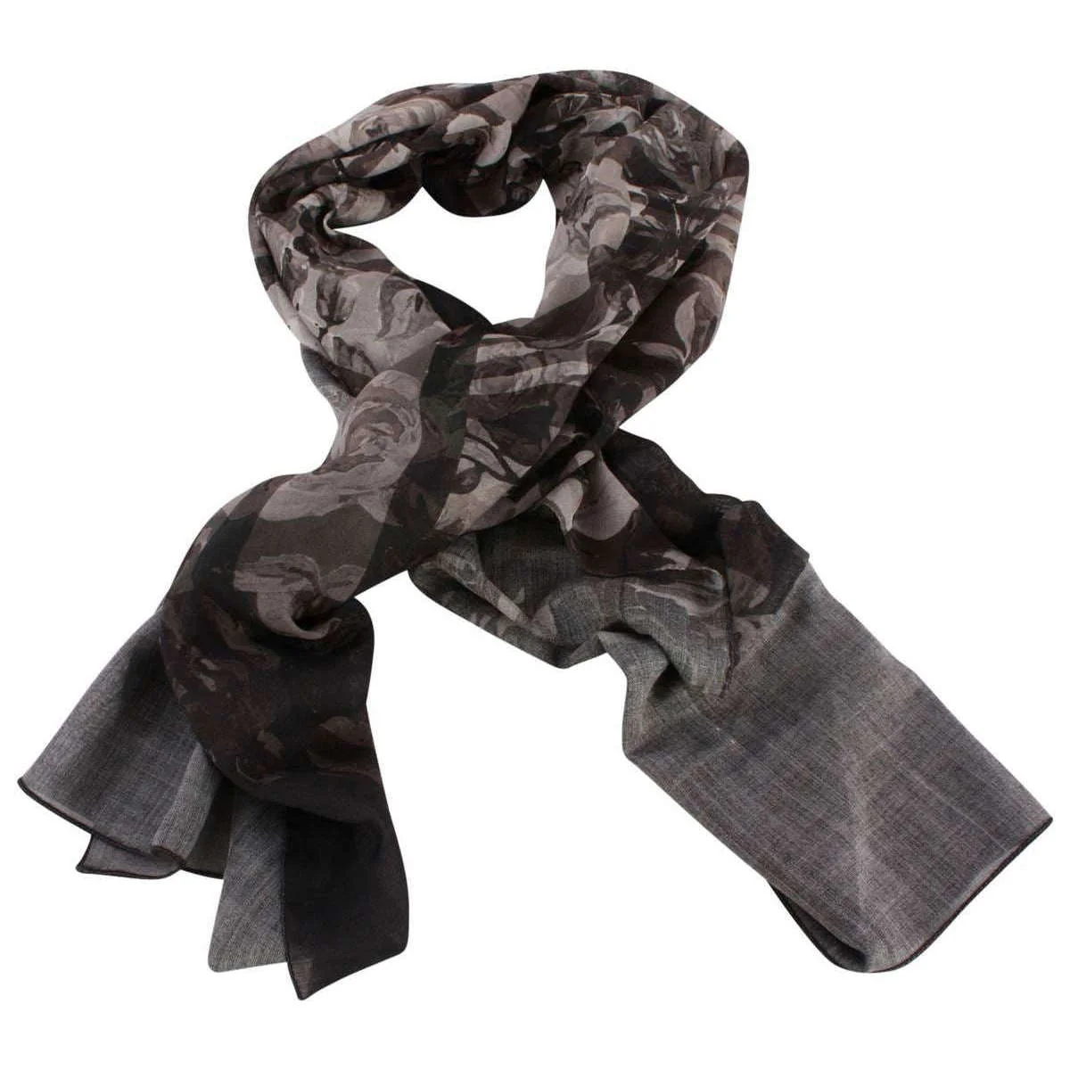 Bassin and Brown Pagoda Floral Wool Scarf  - Black/Grey - Image 2