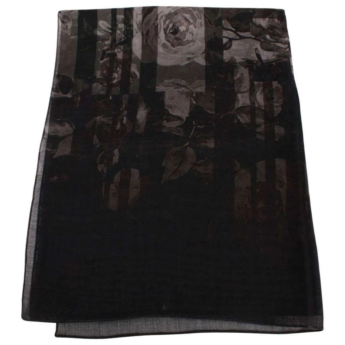 Bassin and Brown Pagoda Floral Wool Scarf  - Black/Grey - Image 3
