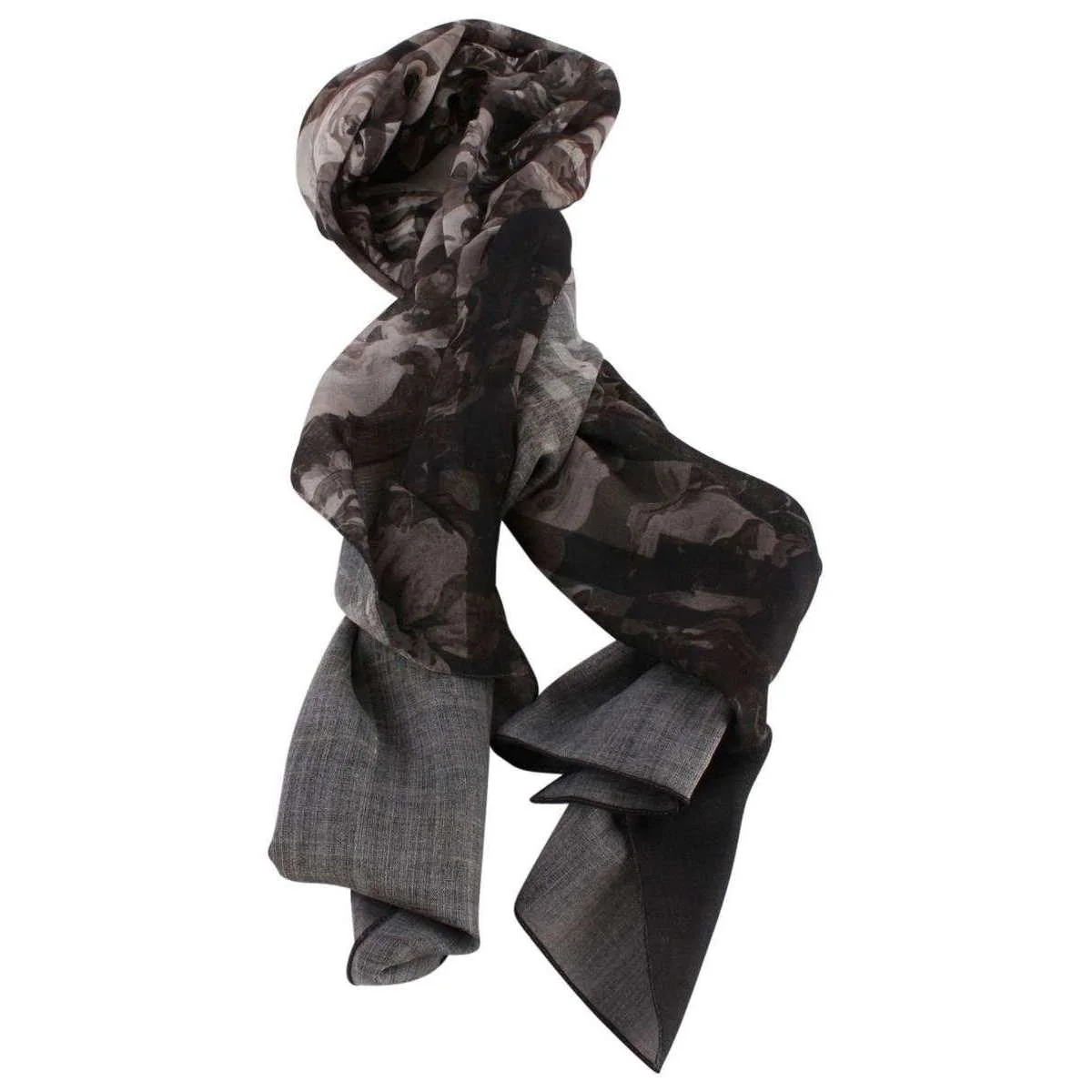 Bassin and Brown Pagoda Floral Wool Scarf  - Black/Grey - Image 4