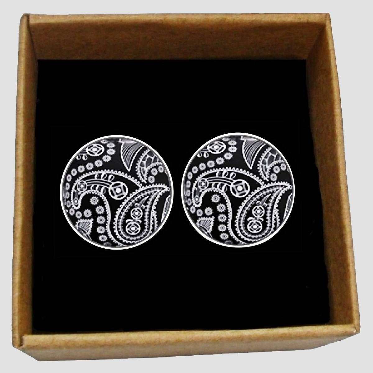 Bassin and Brown Paisley Cufflinks - Black/White - Image 4