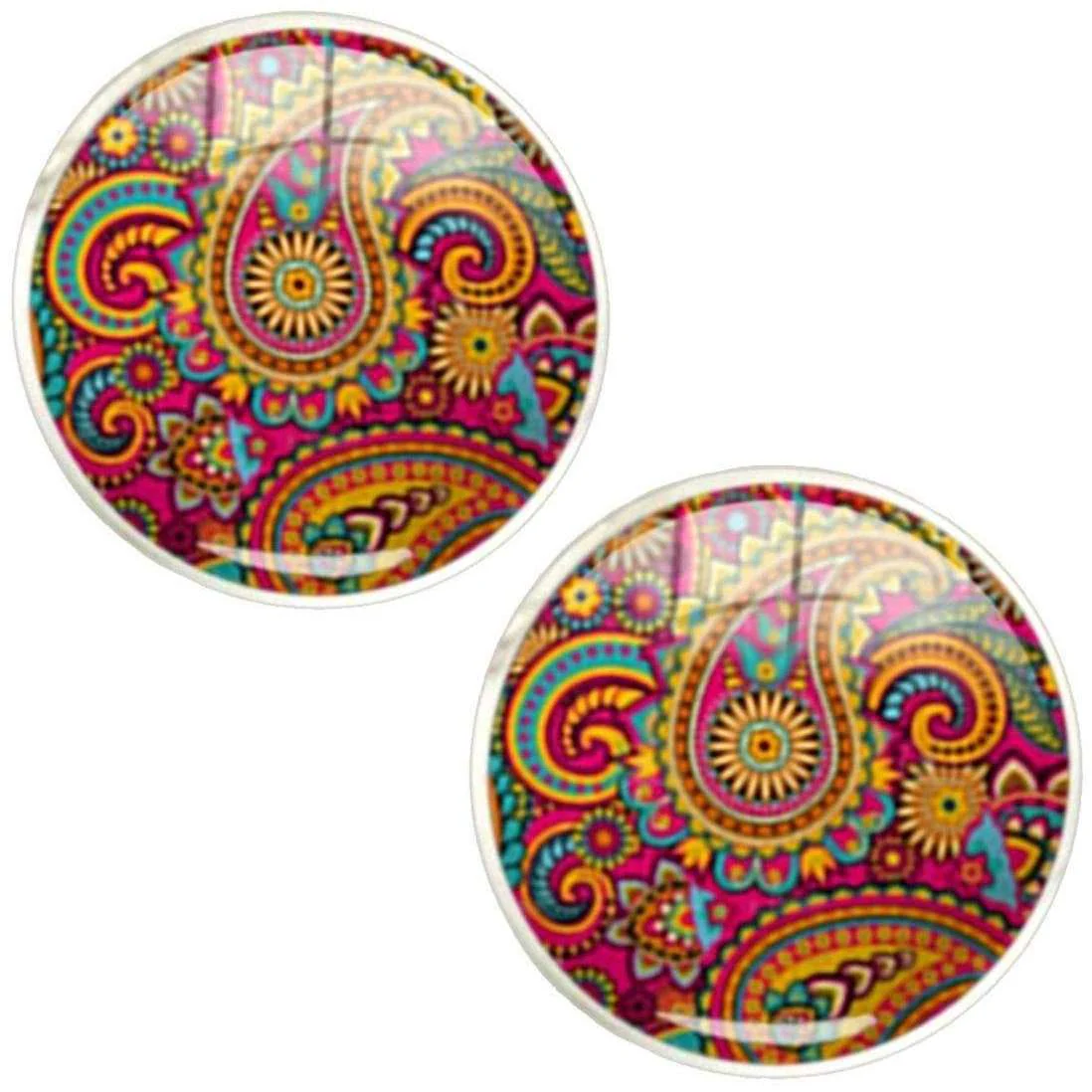 Bassin and Brown Paisley Cufflinks - Wine/Yellow - Image 2