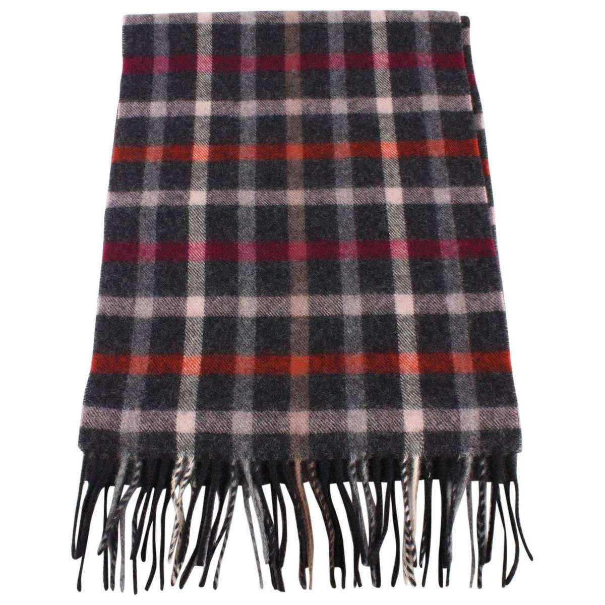 Bassin and Brown Parker Check Wool Scarf - Charcoal/Pink/Red - Image 3