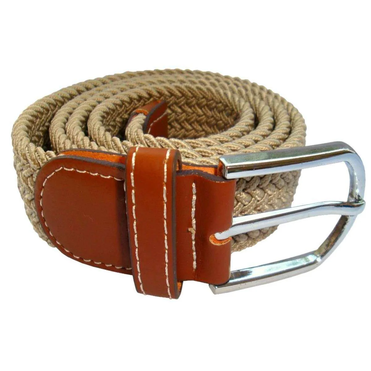 Bassin and Brown Plain Elasticated Woven Belt - Beige - Image 3