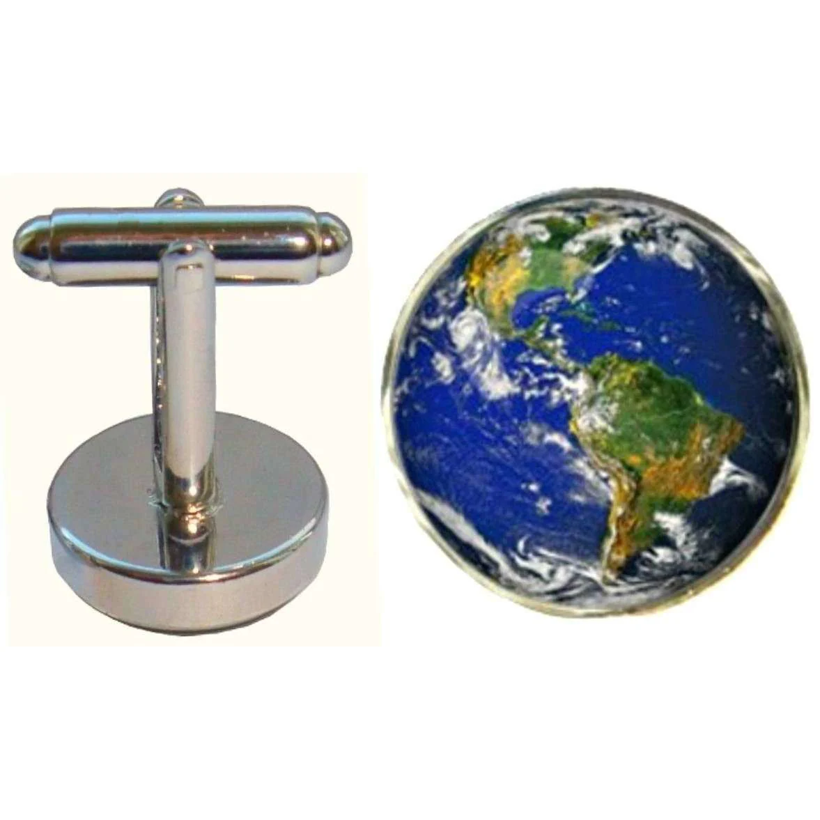 Bassin and Brown Planet Earth Cufflinks - Blue/Green - Image 2