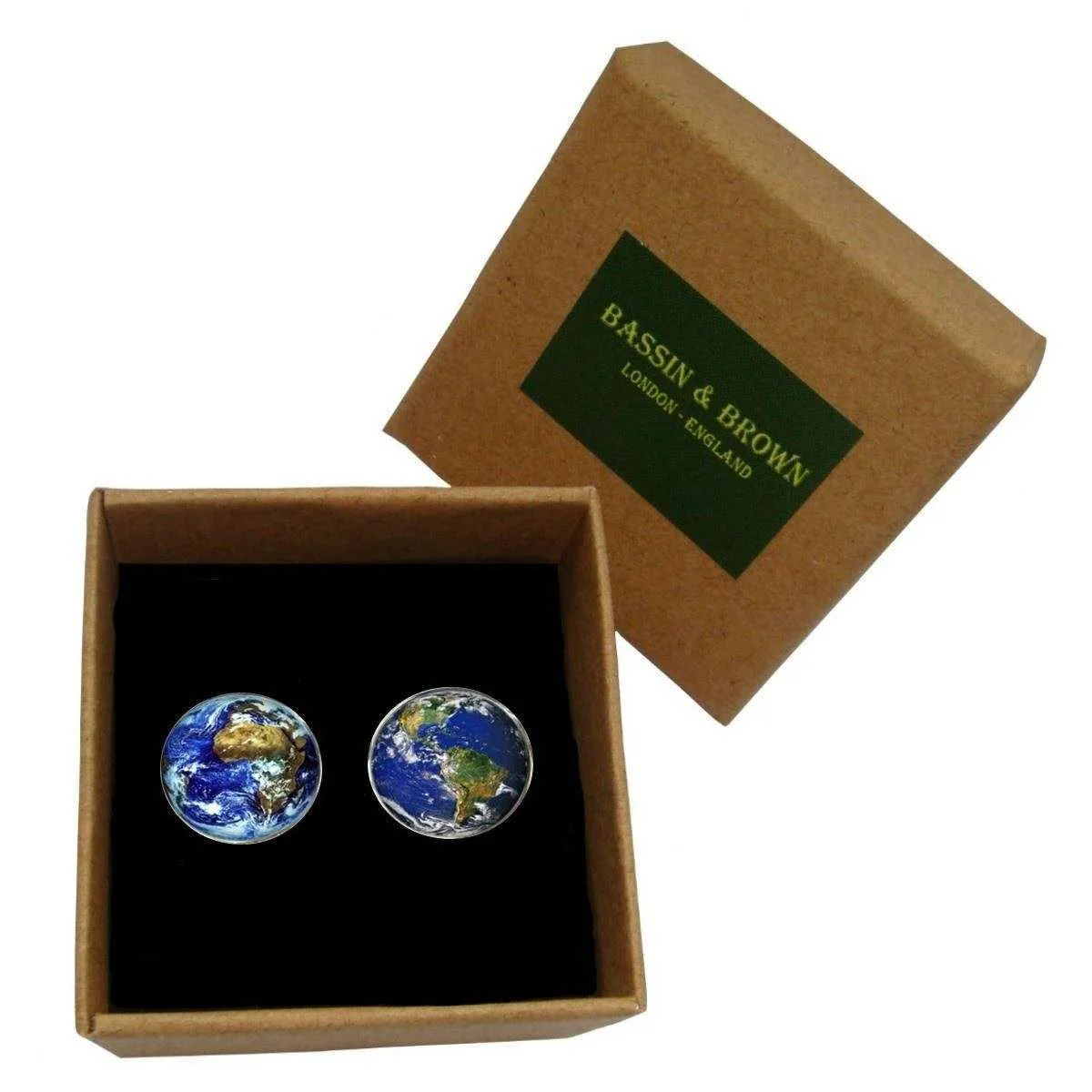Bassin and Brown Planet Earth Cufflinks - Blue/Green - Image 4