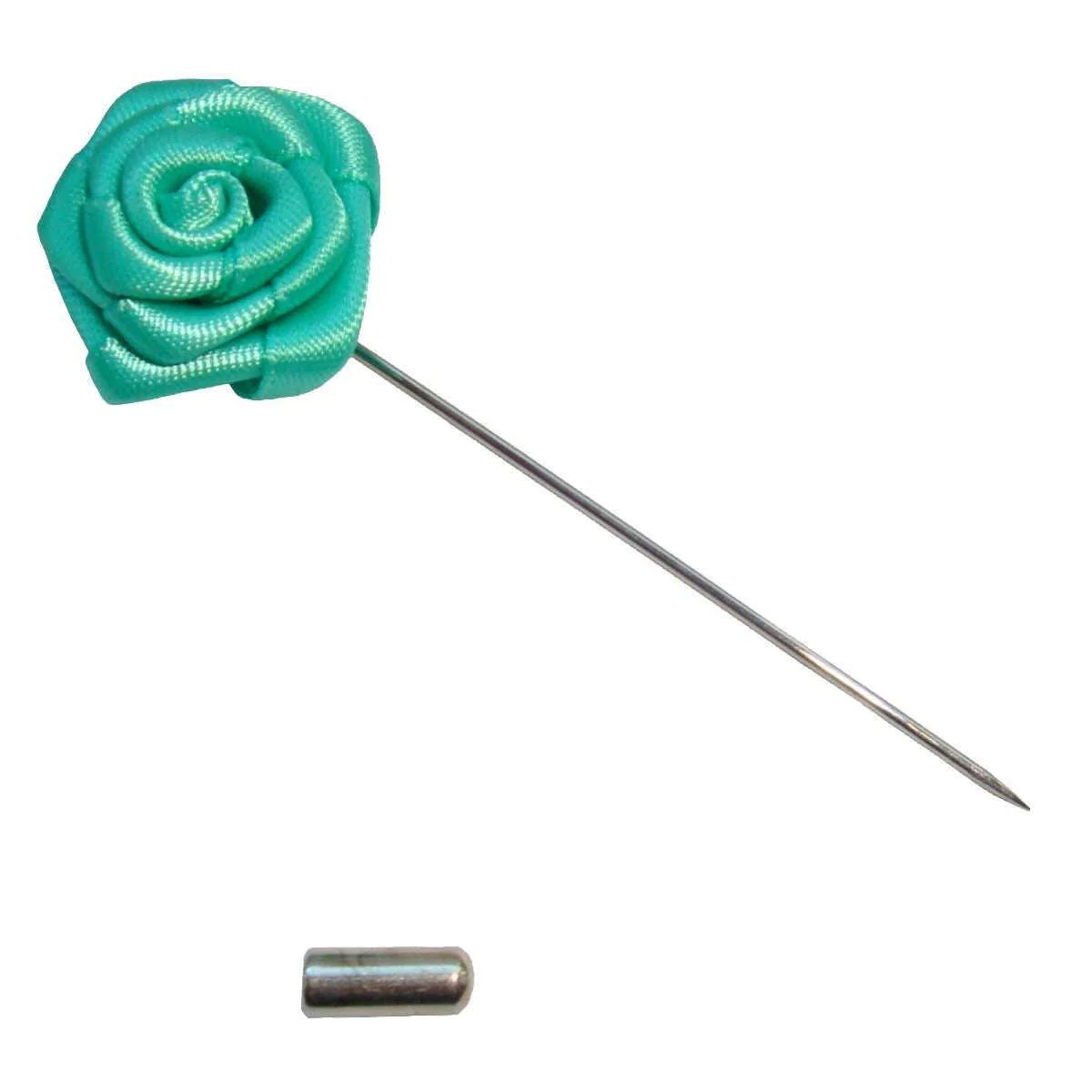 Bassin and Brown Rose Flower Lapel Pin - Mint Green - Image 2