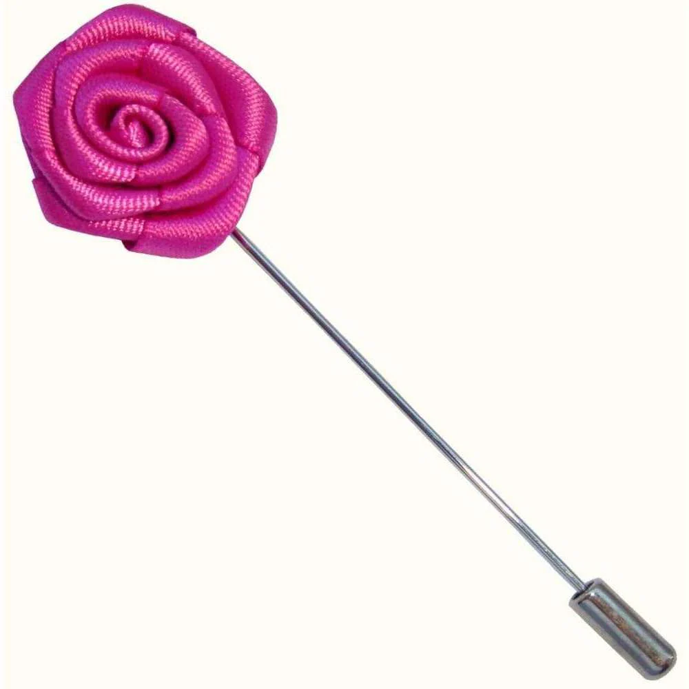 Bassin and Brown Rose Flower Lapel Pin - Pink