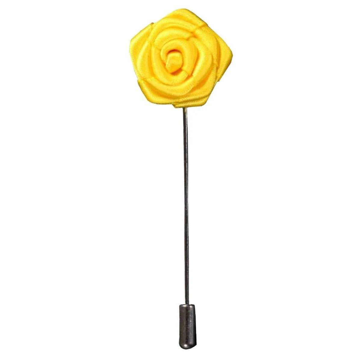 Bassin and Brown Rose Flower Lapel Pin - Yellow - Image 2