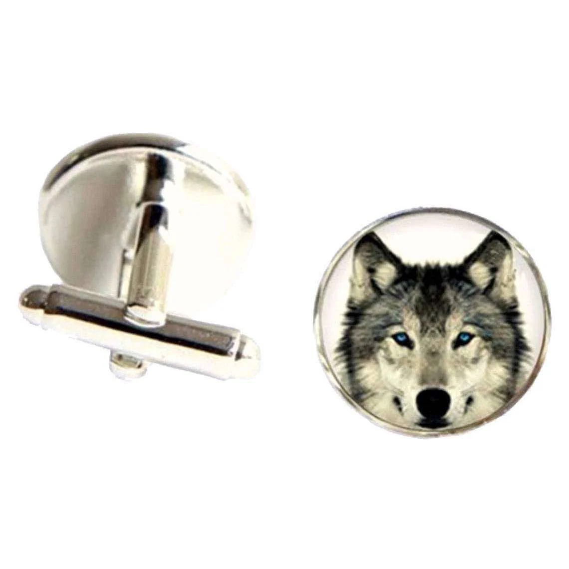 Bassin and Brown Round Arctic Wolf Cufflinks - White - Image 2