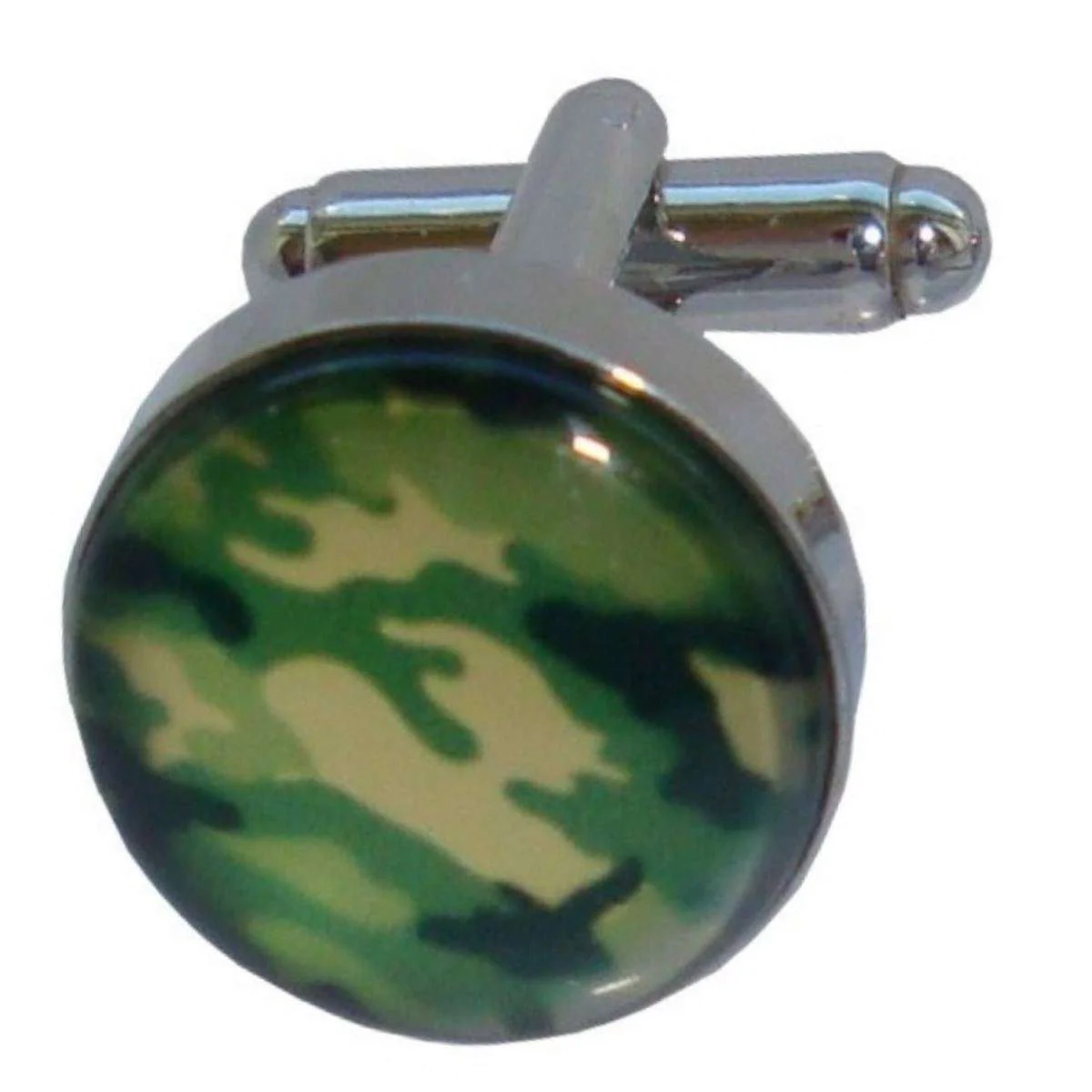 Bassin and Brown Round Camouflage Cufflinks - Green - Image 3