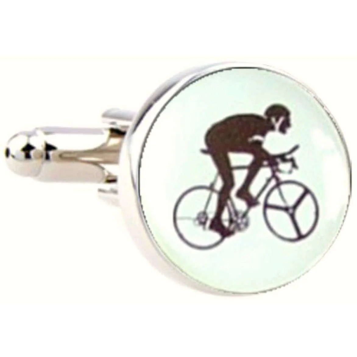 Bassin and Brown Round Cycling Cufflinks - White/Black - Image 2