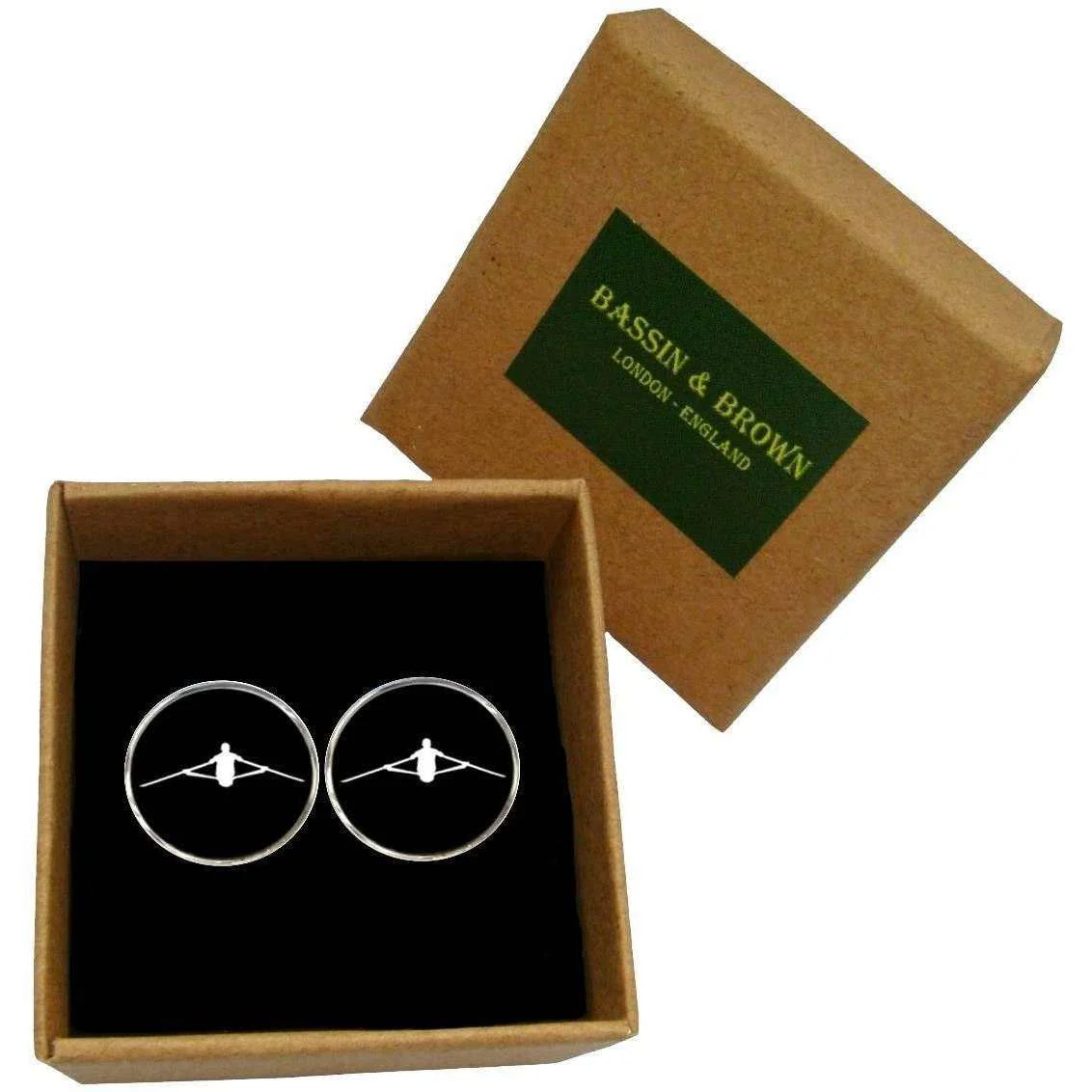 Bassin and Brown Rower Cufflinks - Black/White - Image 6