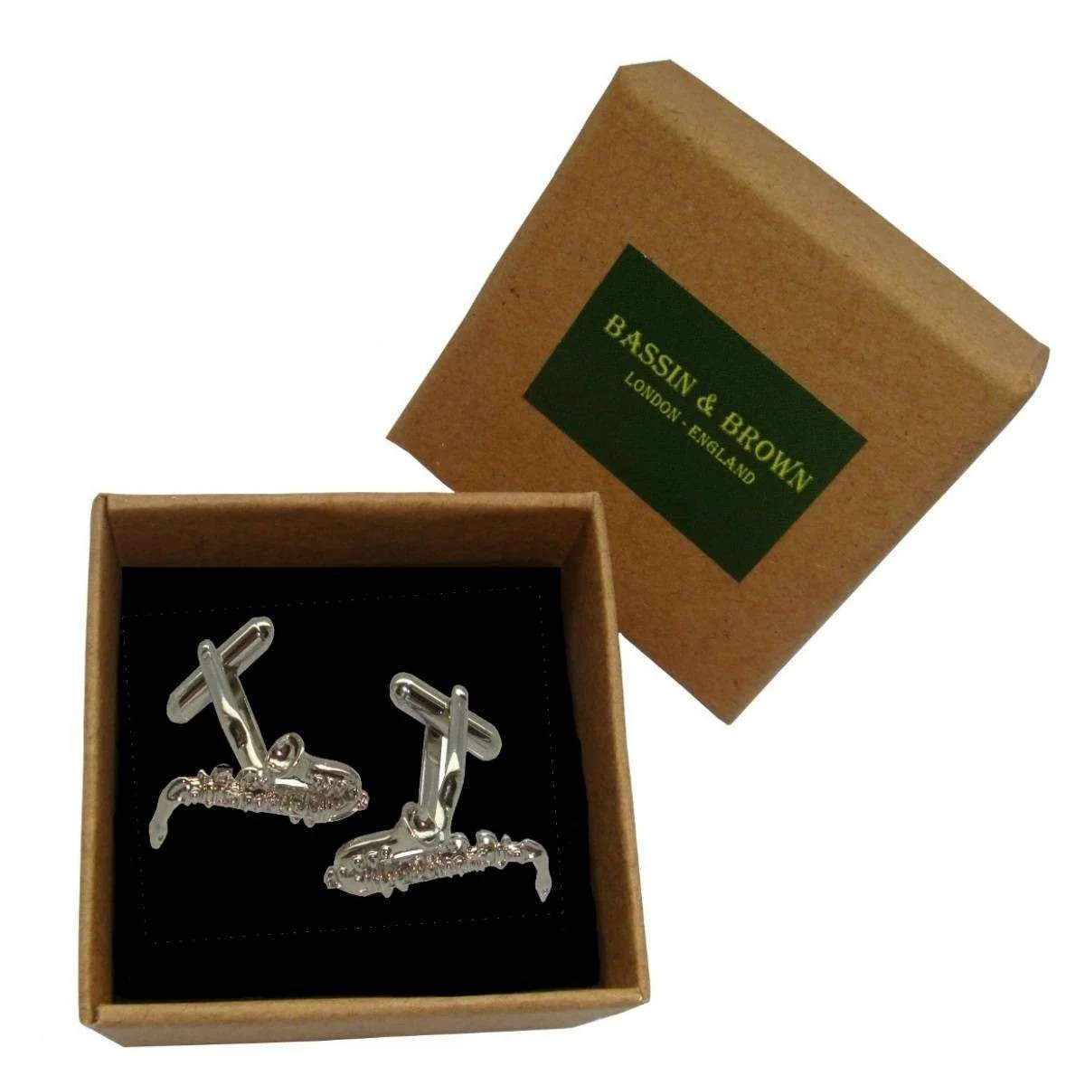 Bassin and Brown Saxophone Cufflinks - Silver - Image 2