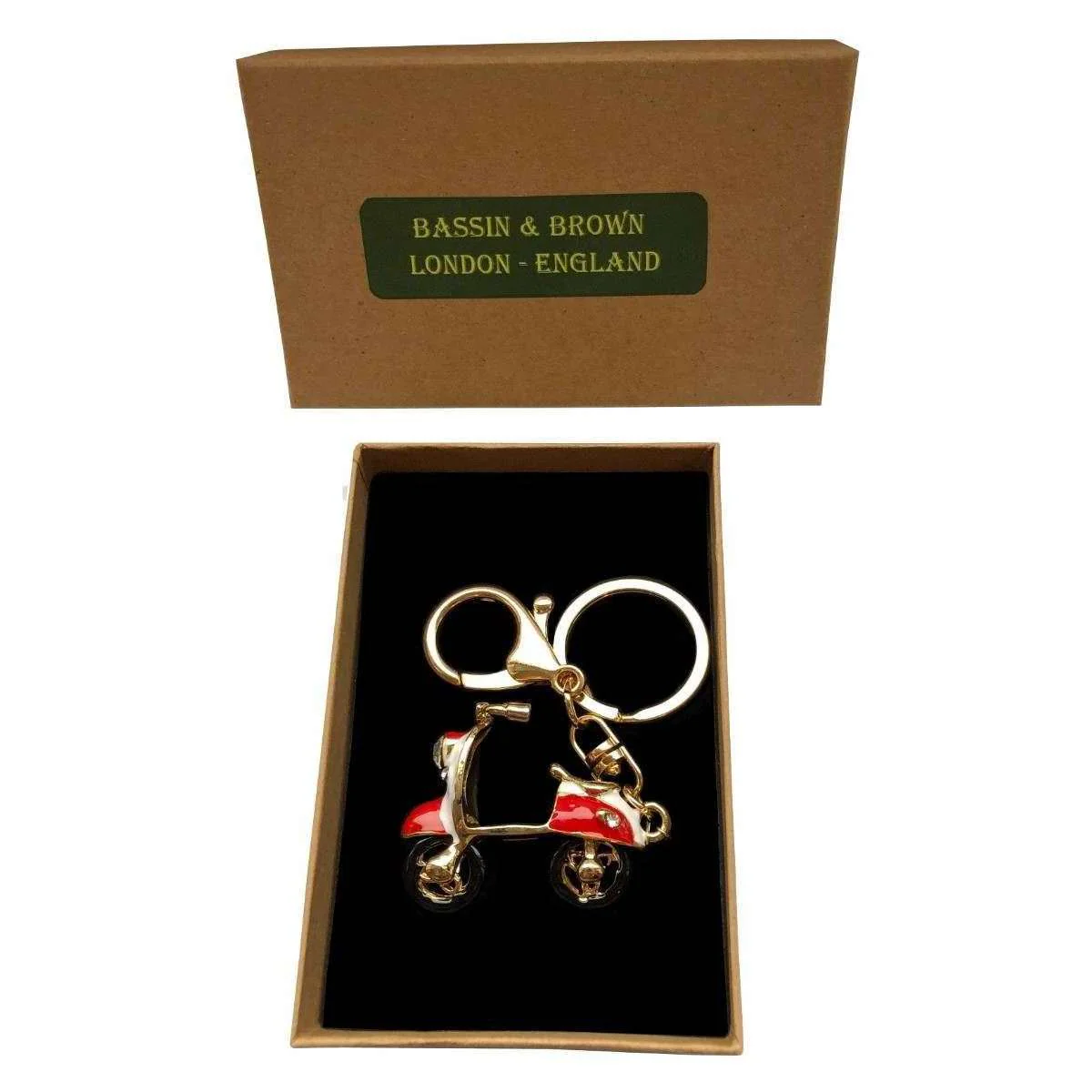 Bassin and Brown Scooter Key Ring - Red/White/Gold - Image 4